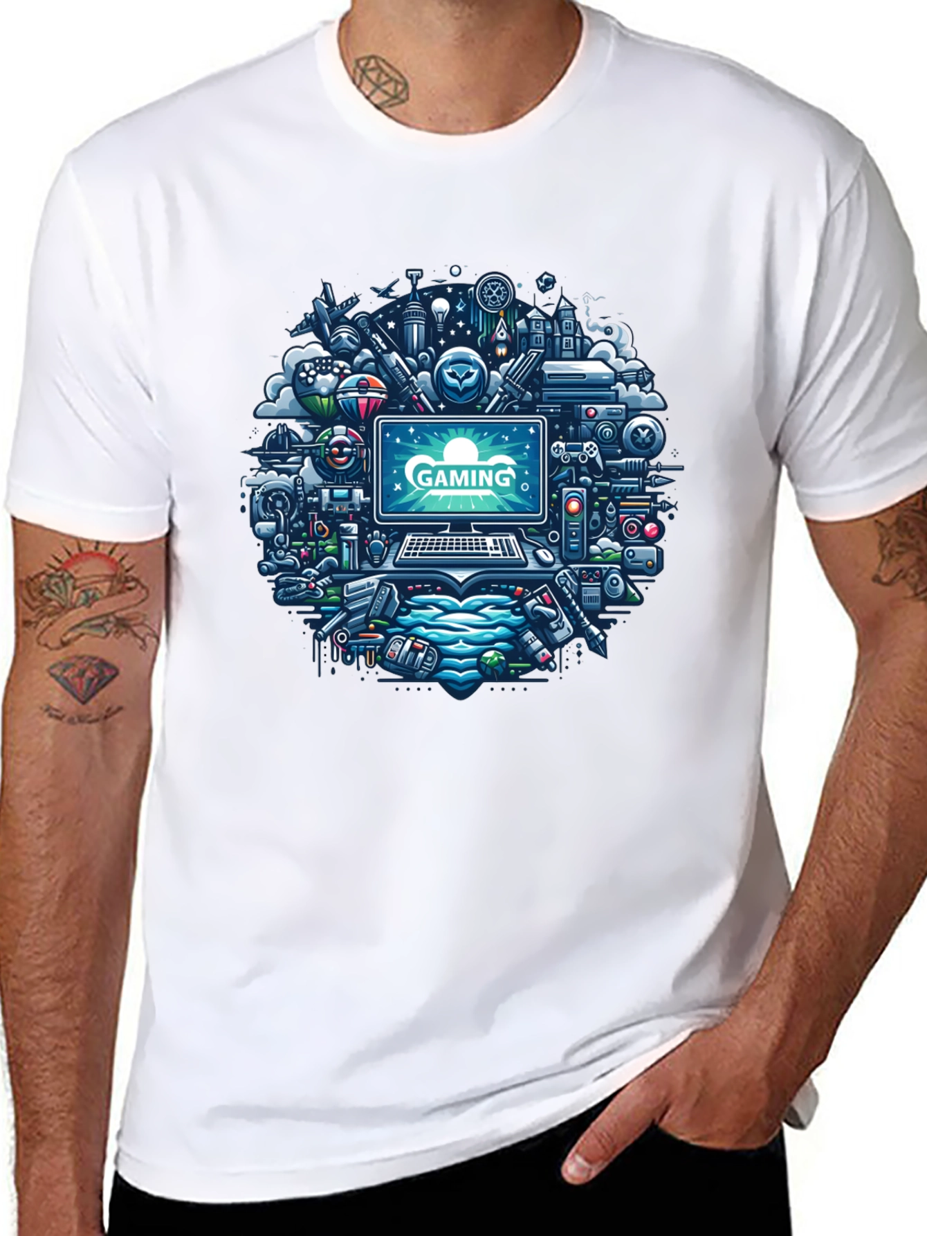 Gaming Mania Tee: Digital Dreamscape