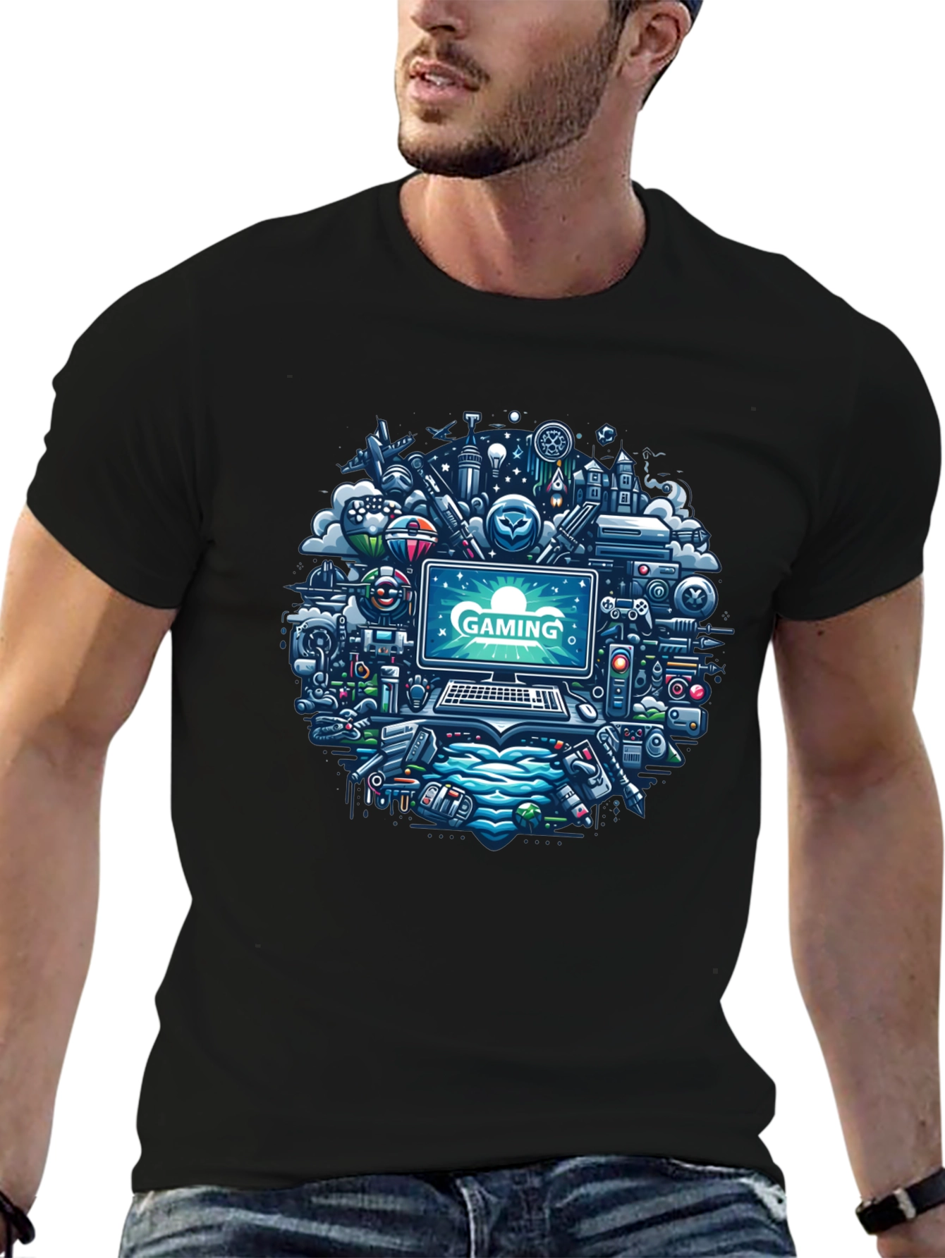 Gaming Mania Tee: Digital Dreamscape