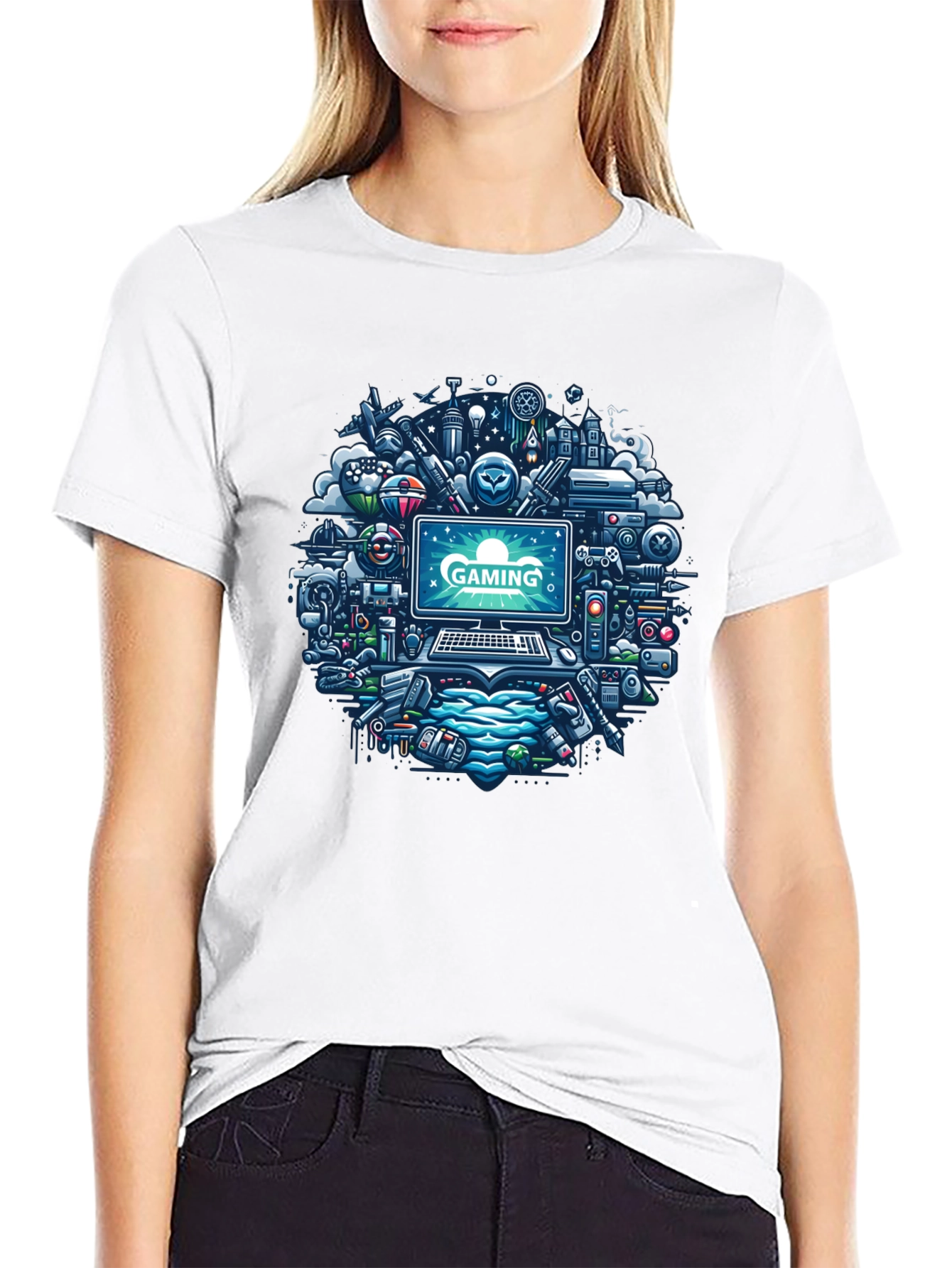 Gaming Mania Tee: Digital Dreamscape