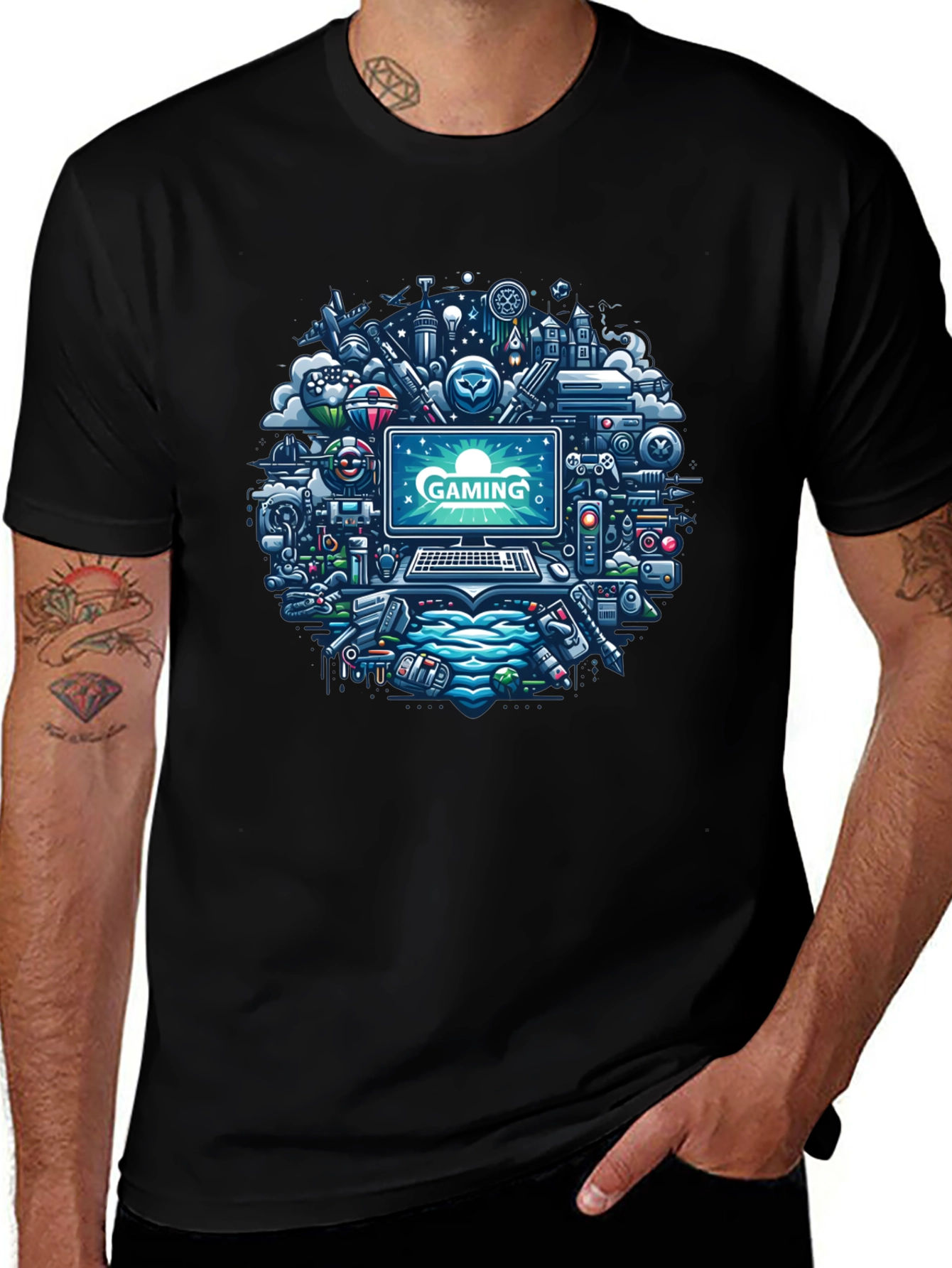 Gaming Mania Tee: Digital Dreamscape