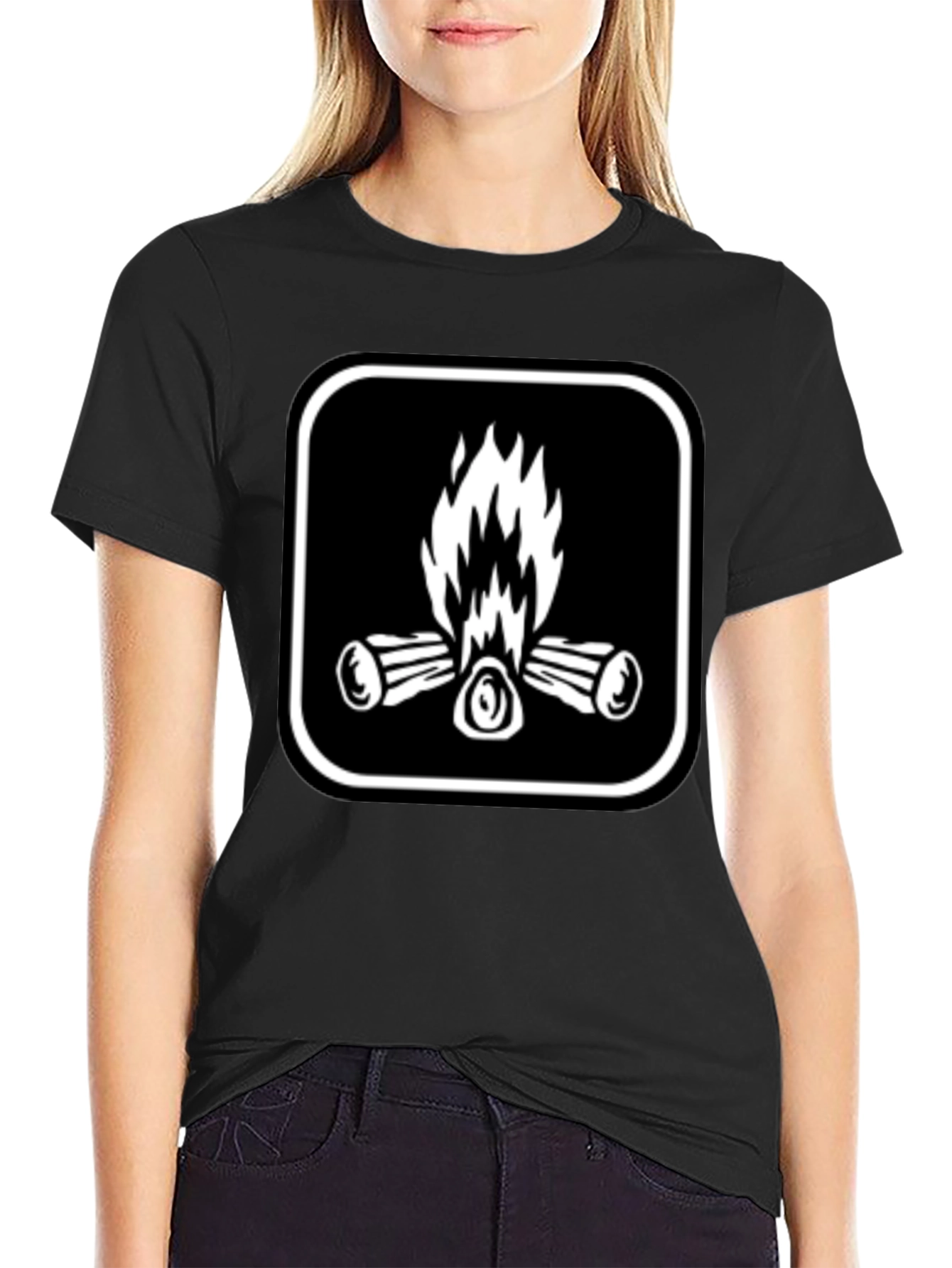 Campfire Graphic Tee - Black Cotton Comfort