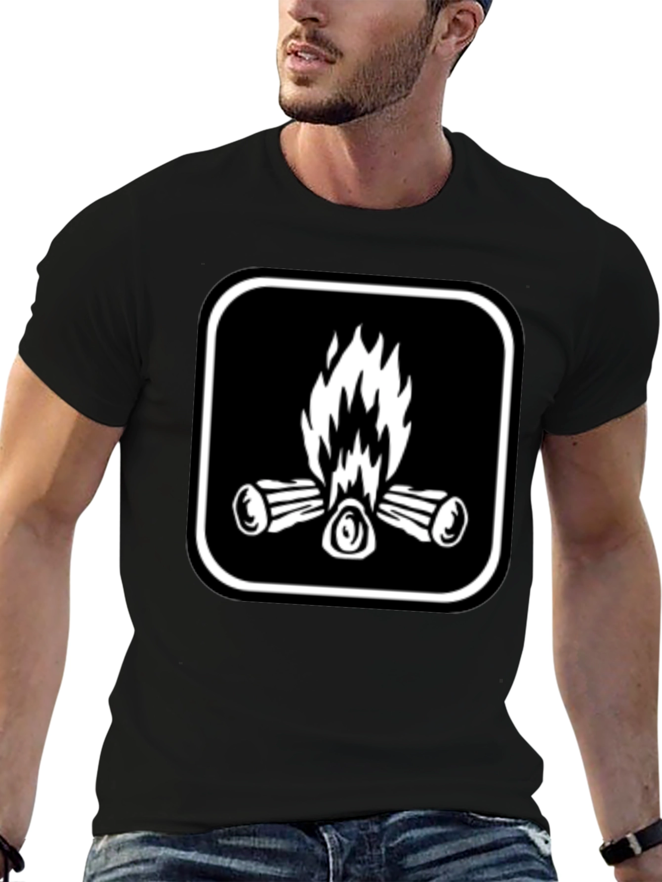 Campfire Graphic Tee - Black Cotton Comfort