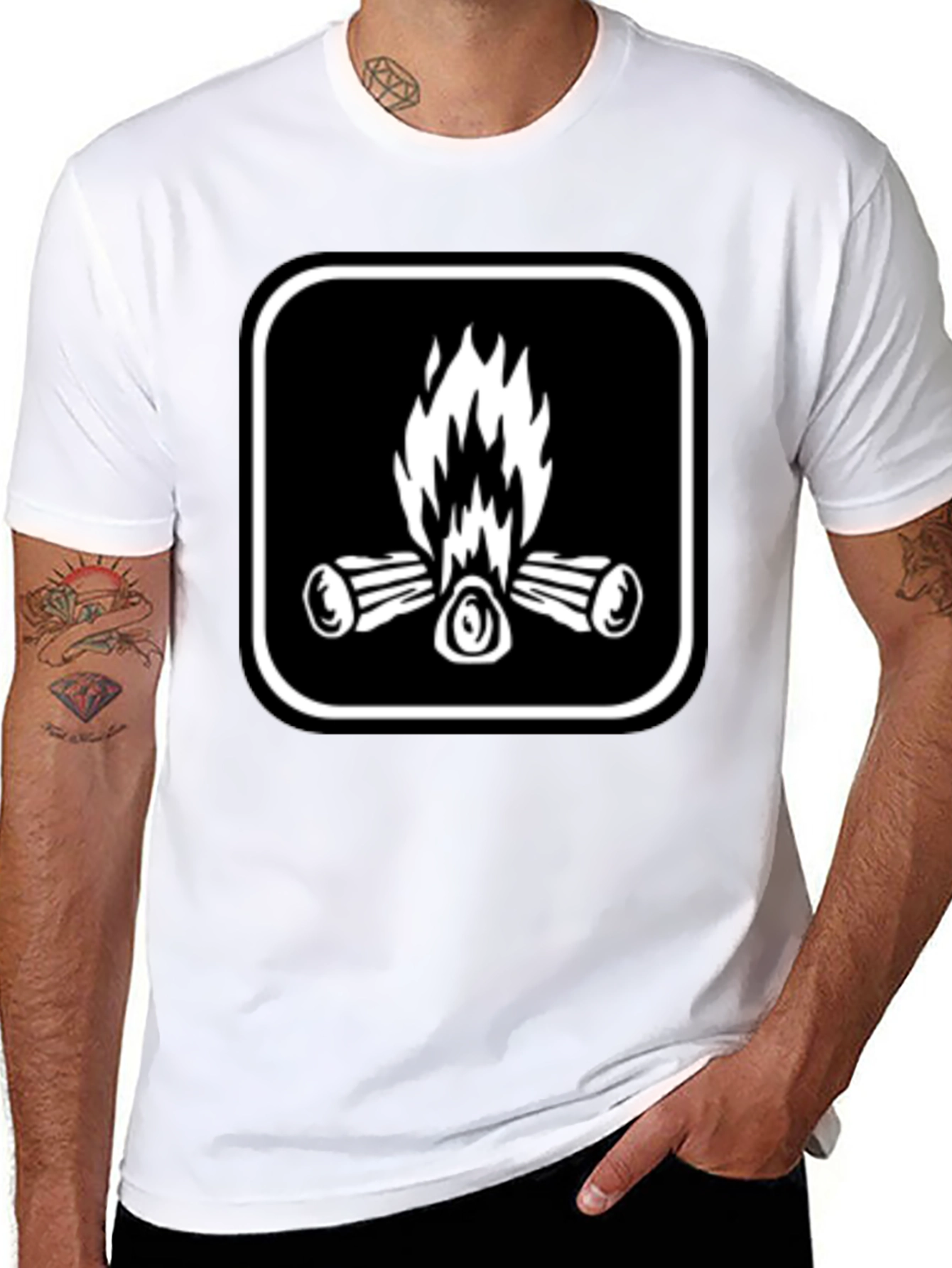 Campfire Graphic Tee - Black Cotton Comfort