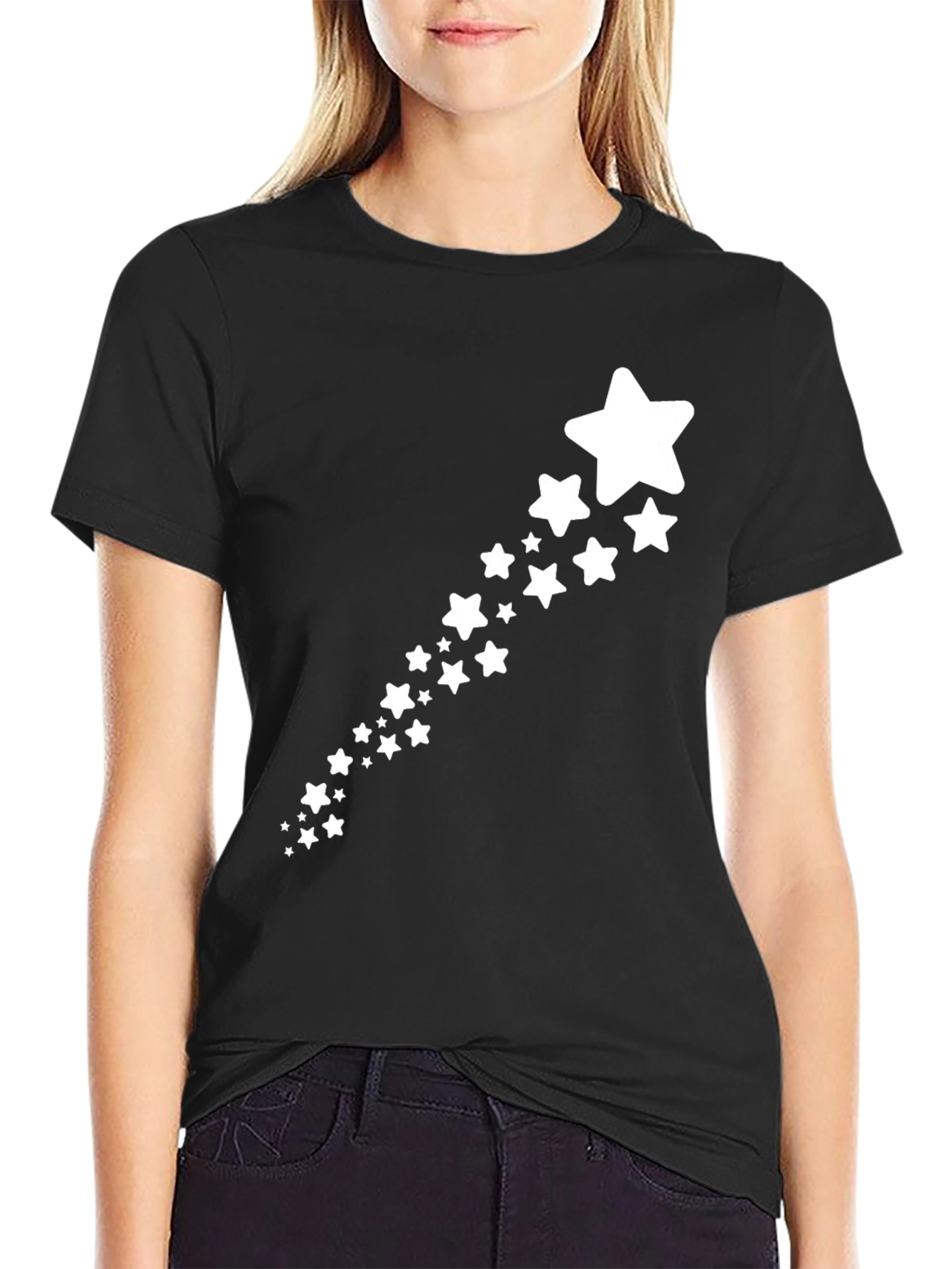 Star Trail Black T-Shirt - Stylish Casual Wear