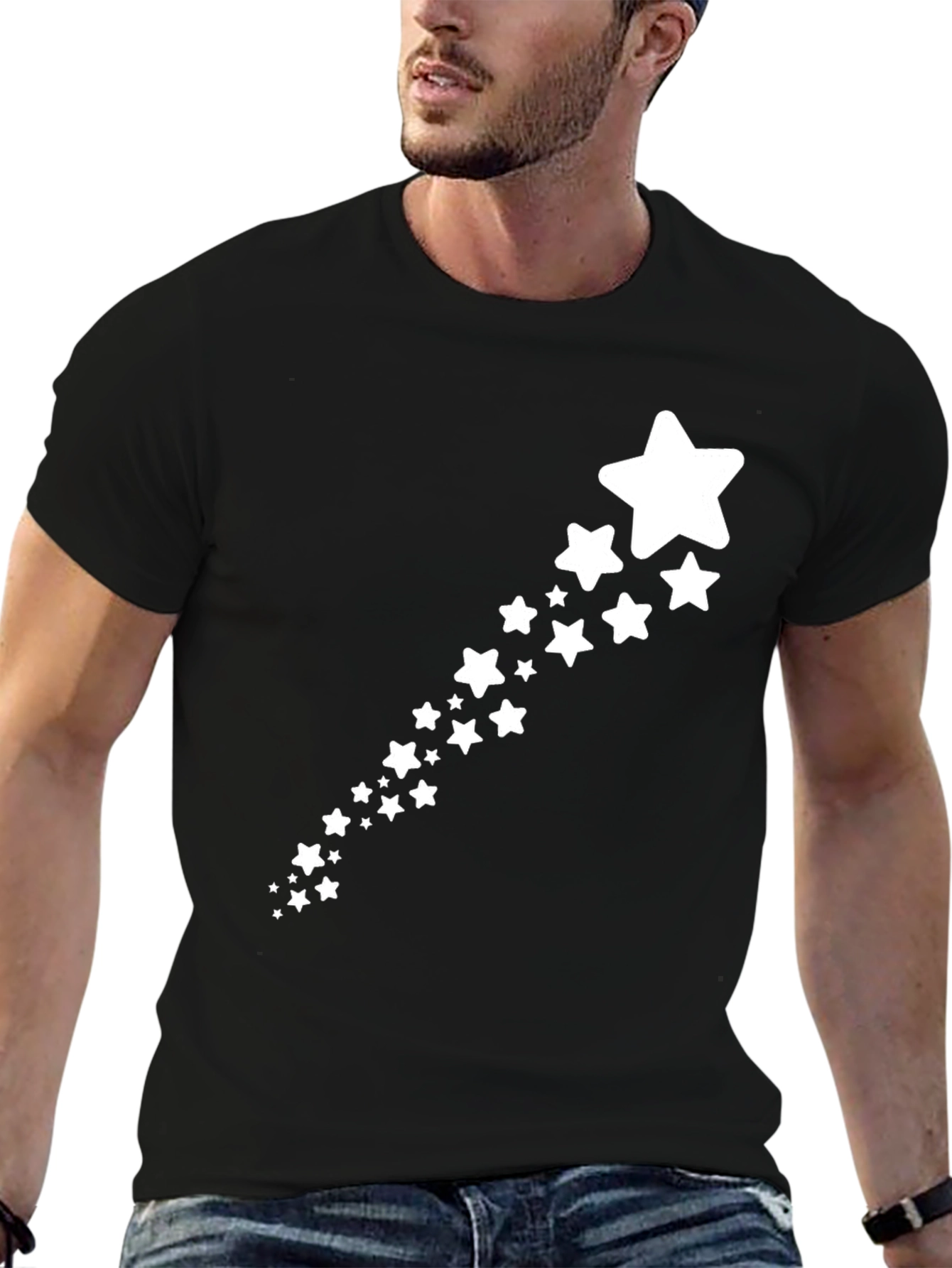 Star Trail Black T-Shirt - Stylish Casual Wear