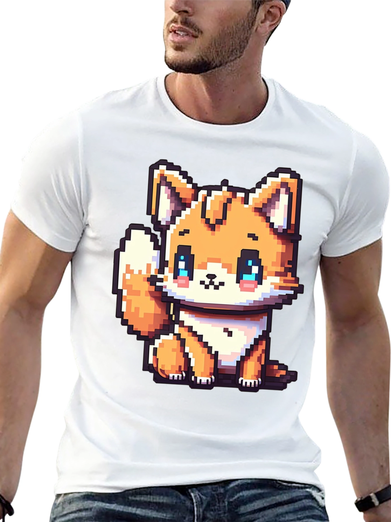 Pixel Fox Graphic Black T-Shirt