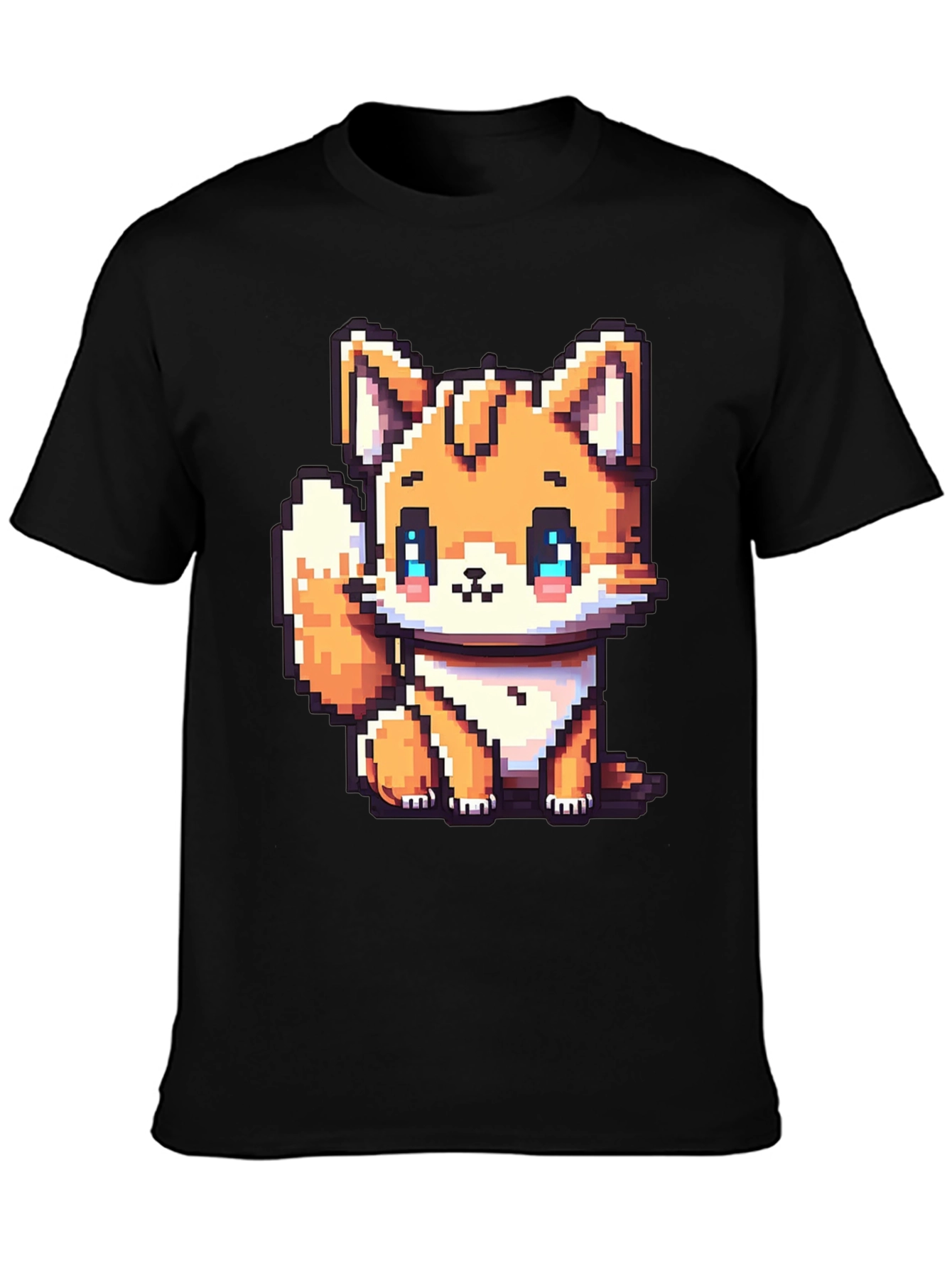 Pixel Fox Graphic Black T-Shirt