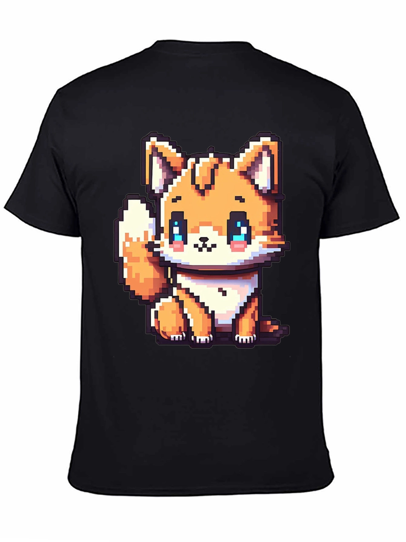 Pixel Fox Graphic Black T-Shirt