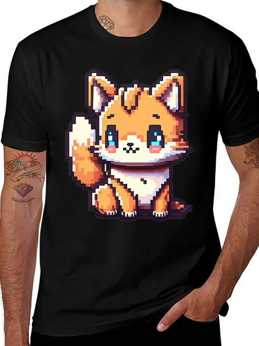 Pixel Fox Graphic Black T-Shirt