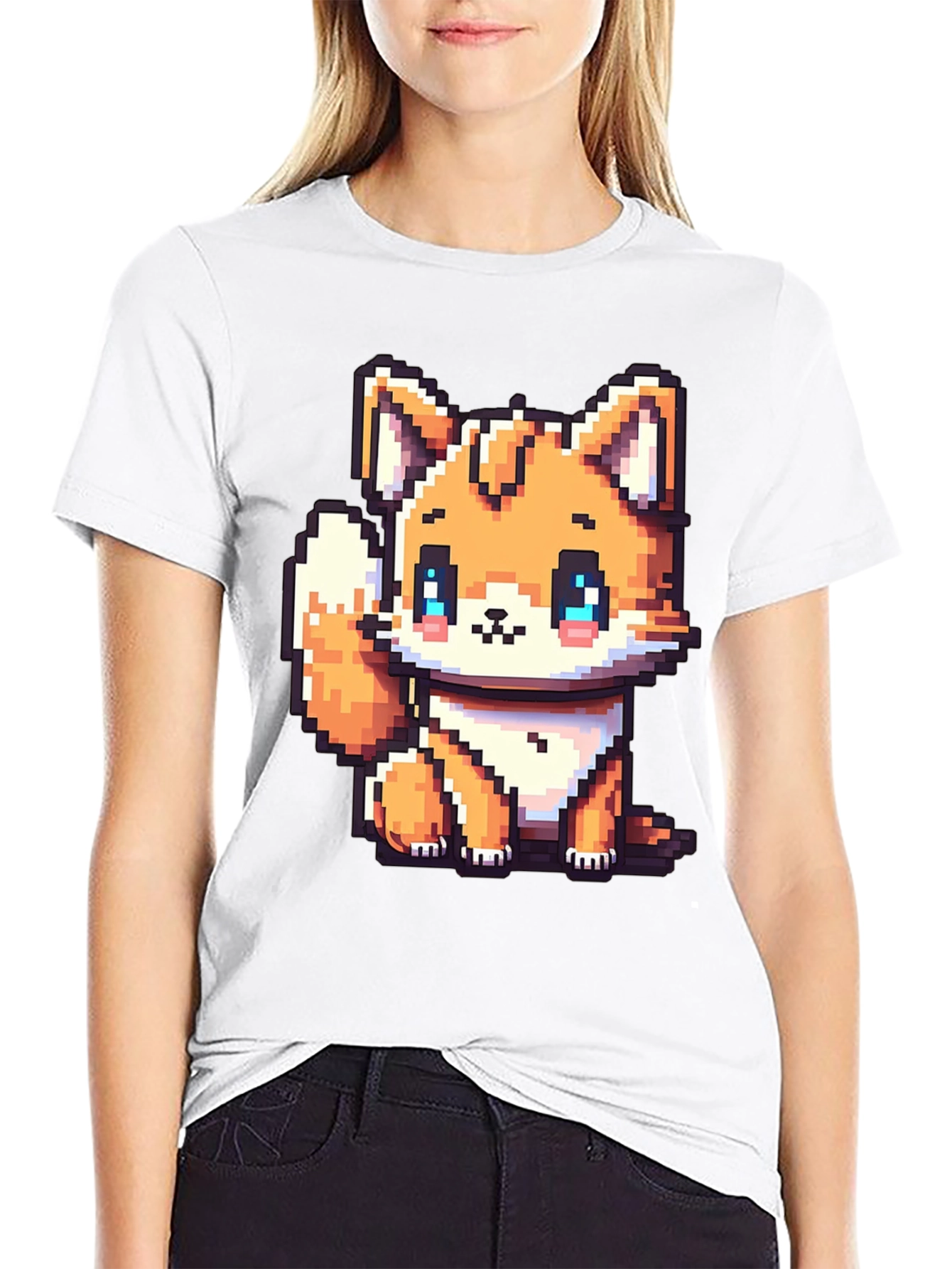 Pixel Fox Graphic Black T-Shirt