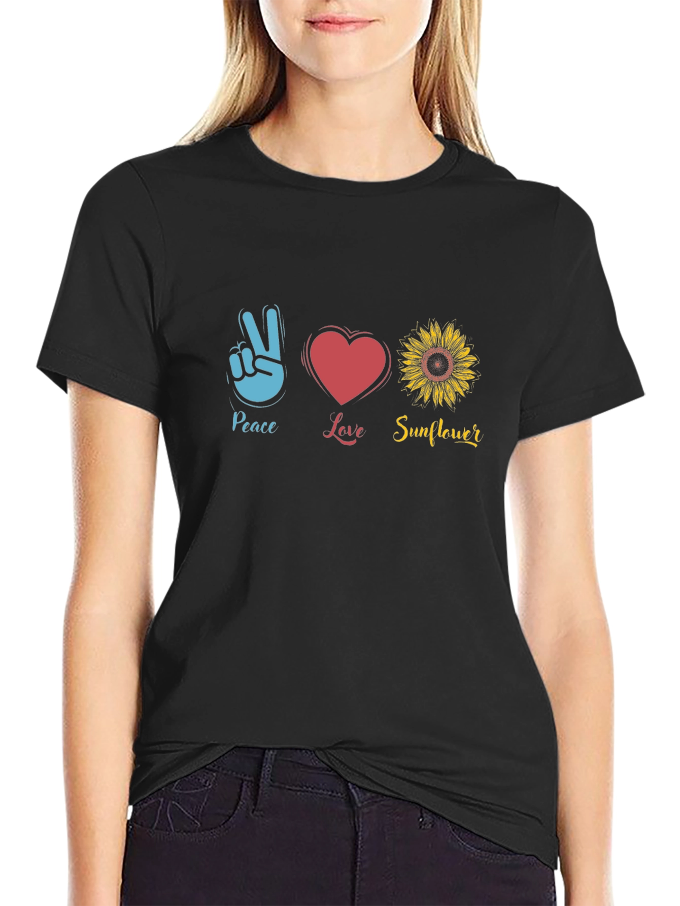 Peace Love Sunflower Graphic Tee
