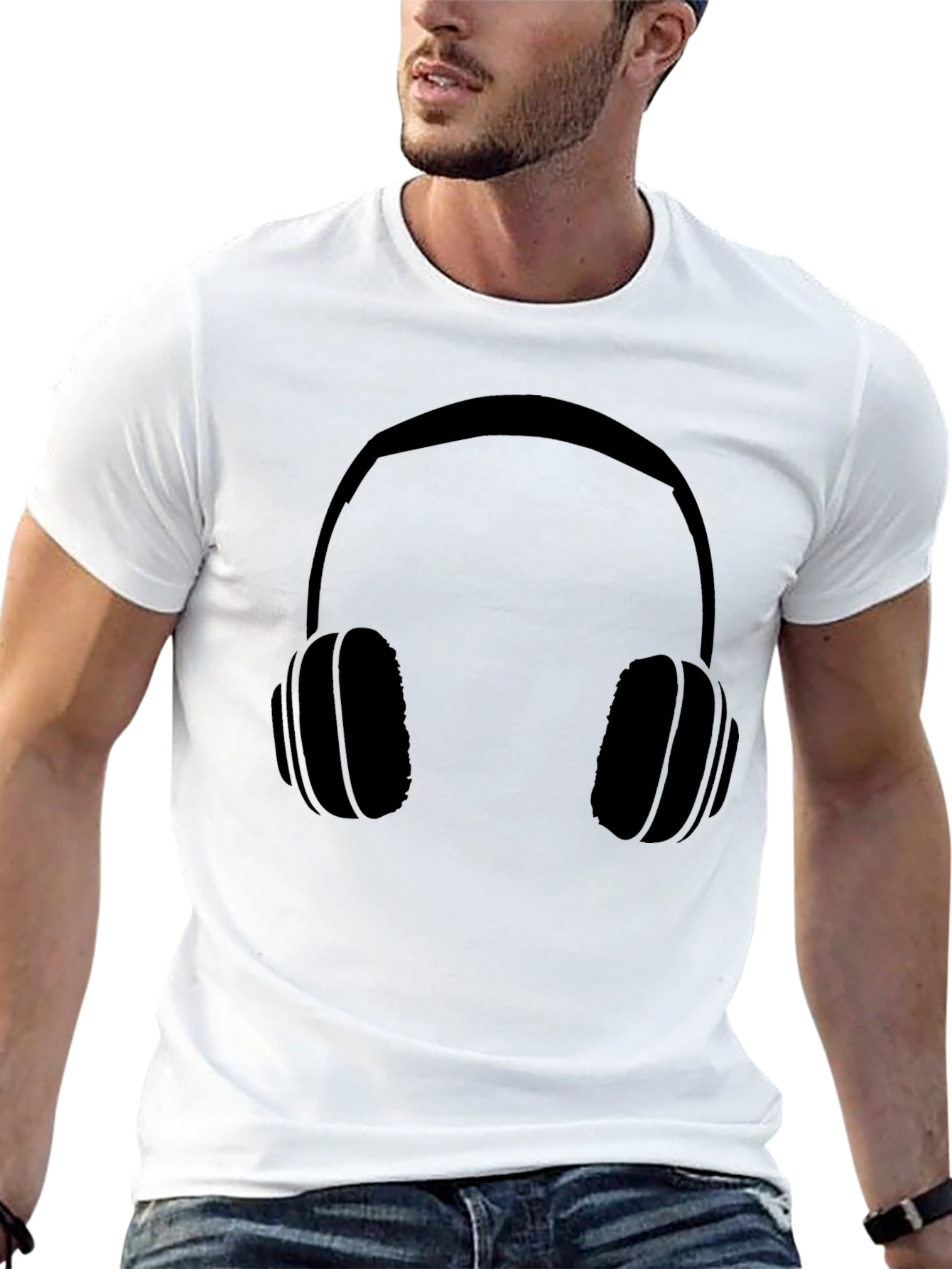 Headphone Graphic Tee - Cool Black Shirt