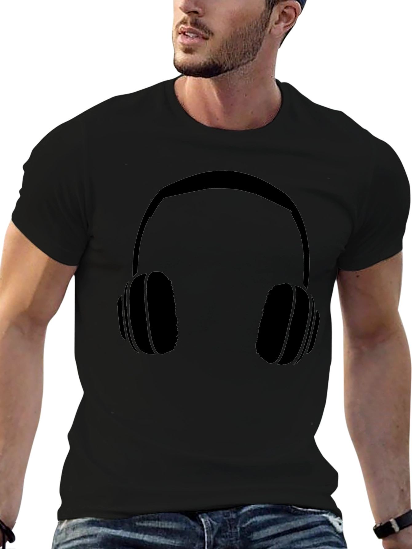 Headphone Graphic Tee - Cool Black Shirt