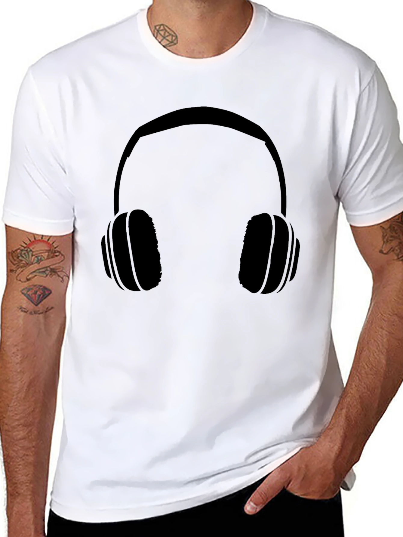 Headphone Graphic Tee - Cool Black Shirt