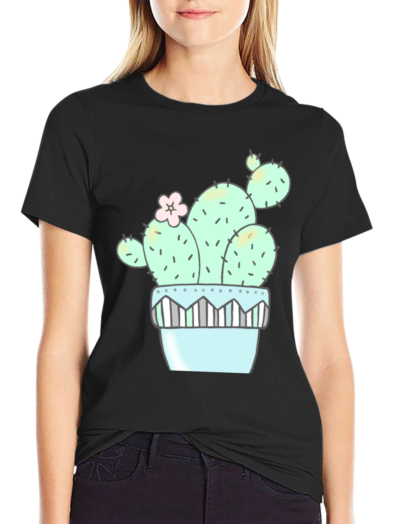 Cute Cactus Graphic Tee - Unisex Black T-Shirt