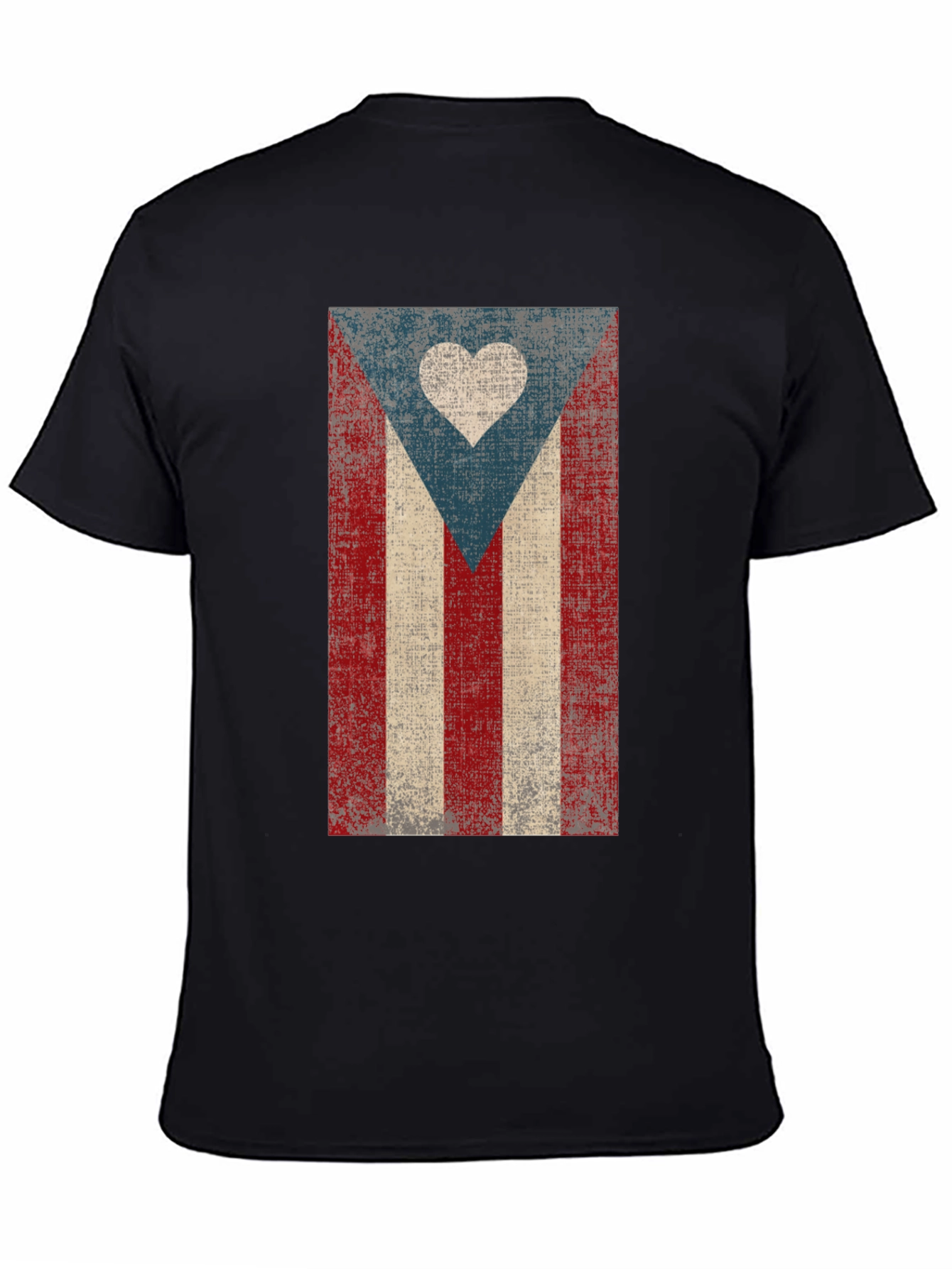 Puerto Rico Flag Heart T-Shirt - Distressed Design