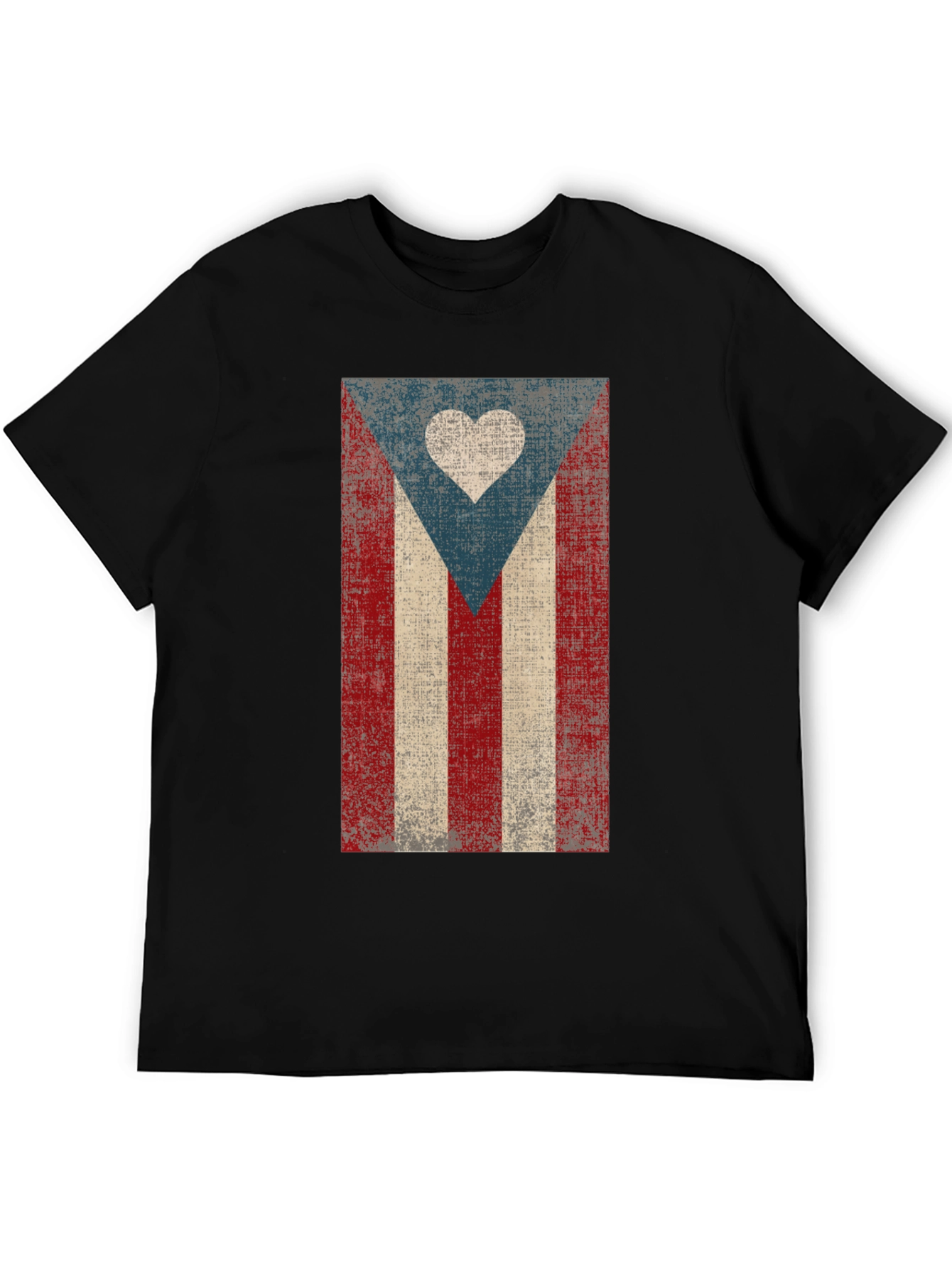 Puerto Rico Flag Heart T-Shirt - Distressed Design