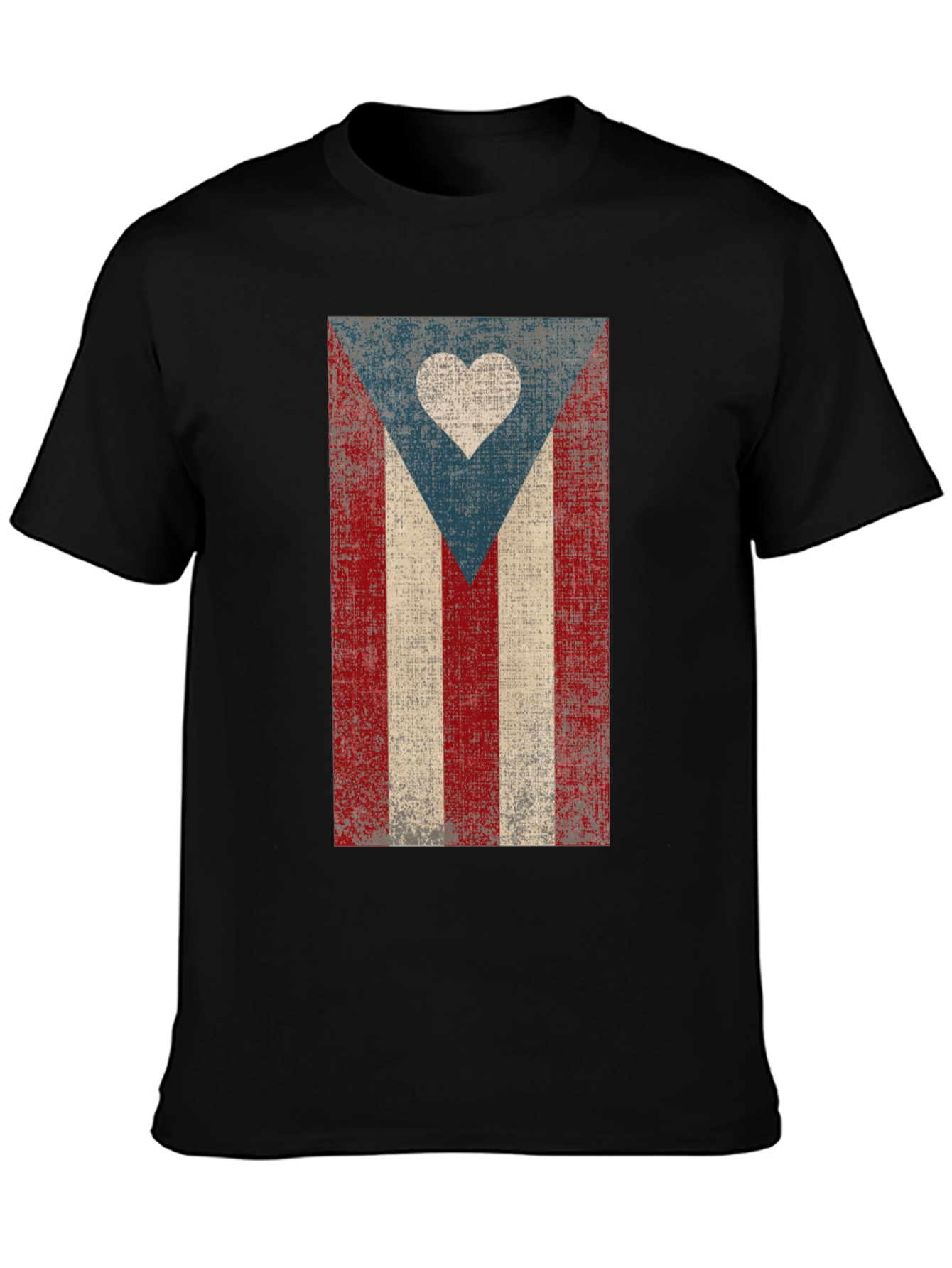 Puerto Rico Flag Heart T-Shirt - Distressed Design