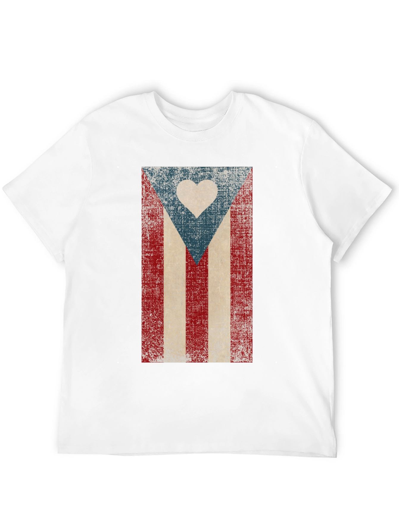 Puerto Rico Flag Heart T-Shirt - Distressed Design