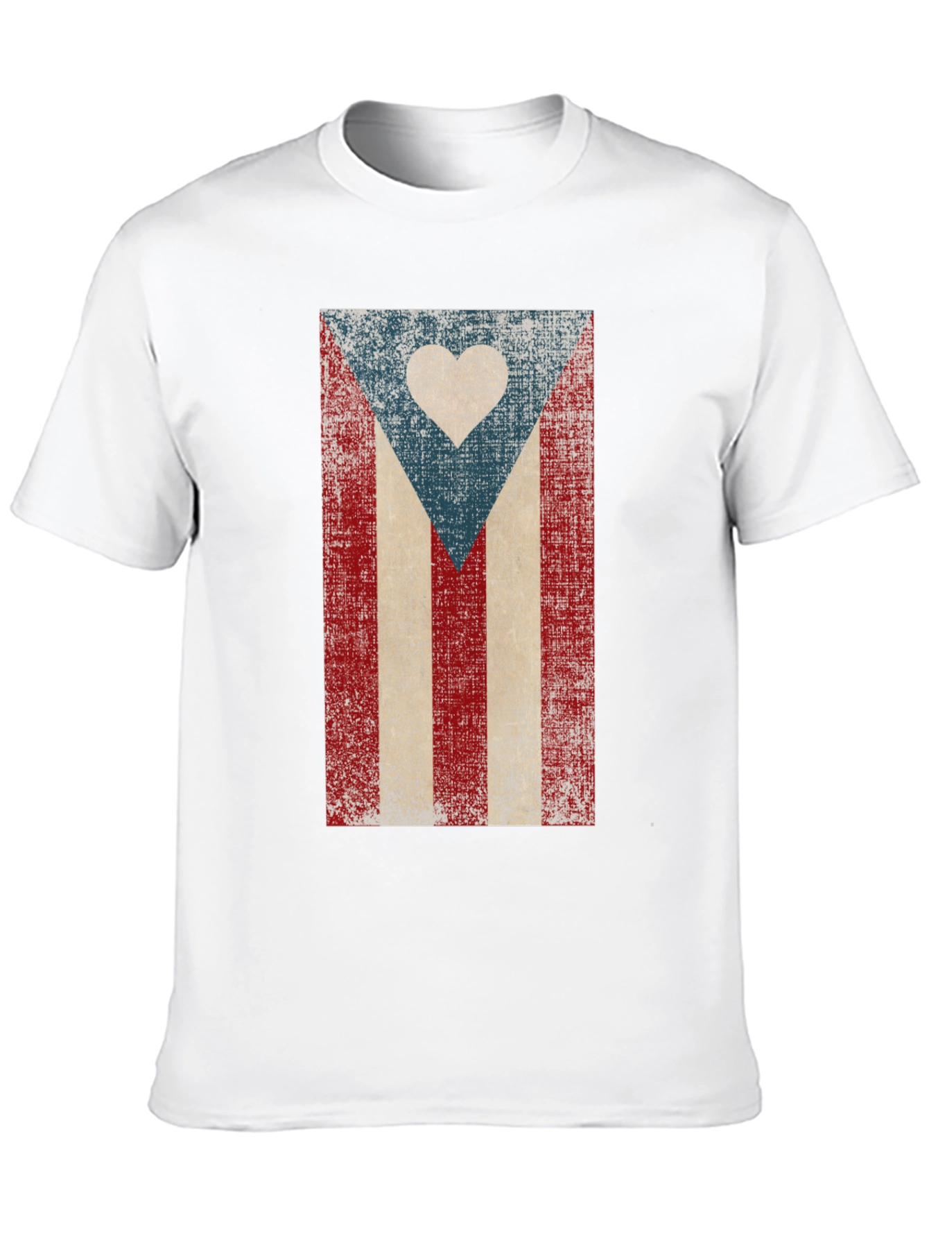 Puerto Rico Flag Heart T-Shirt - Distressed Design