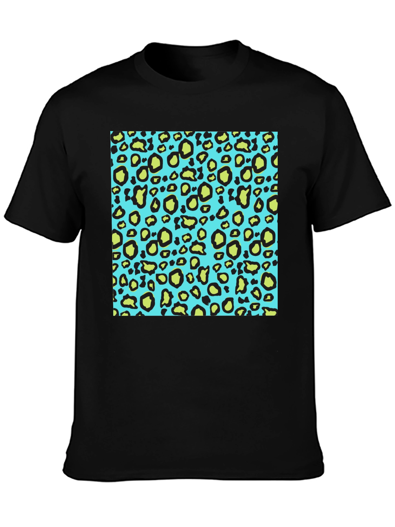 Leopard Print Crew Neck T-Shirt - Black