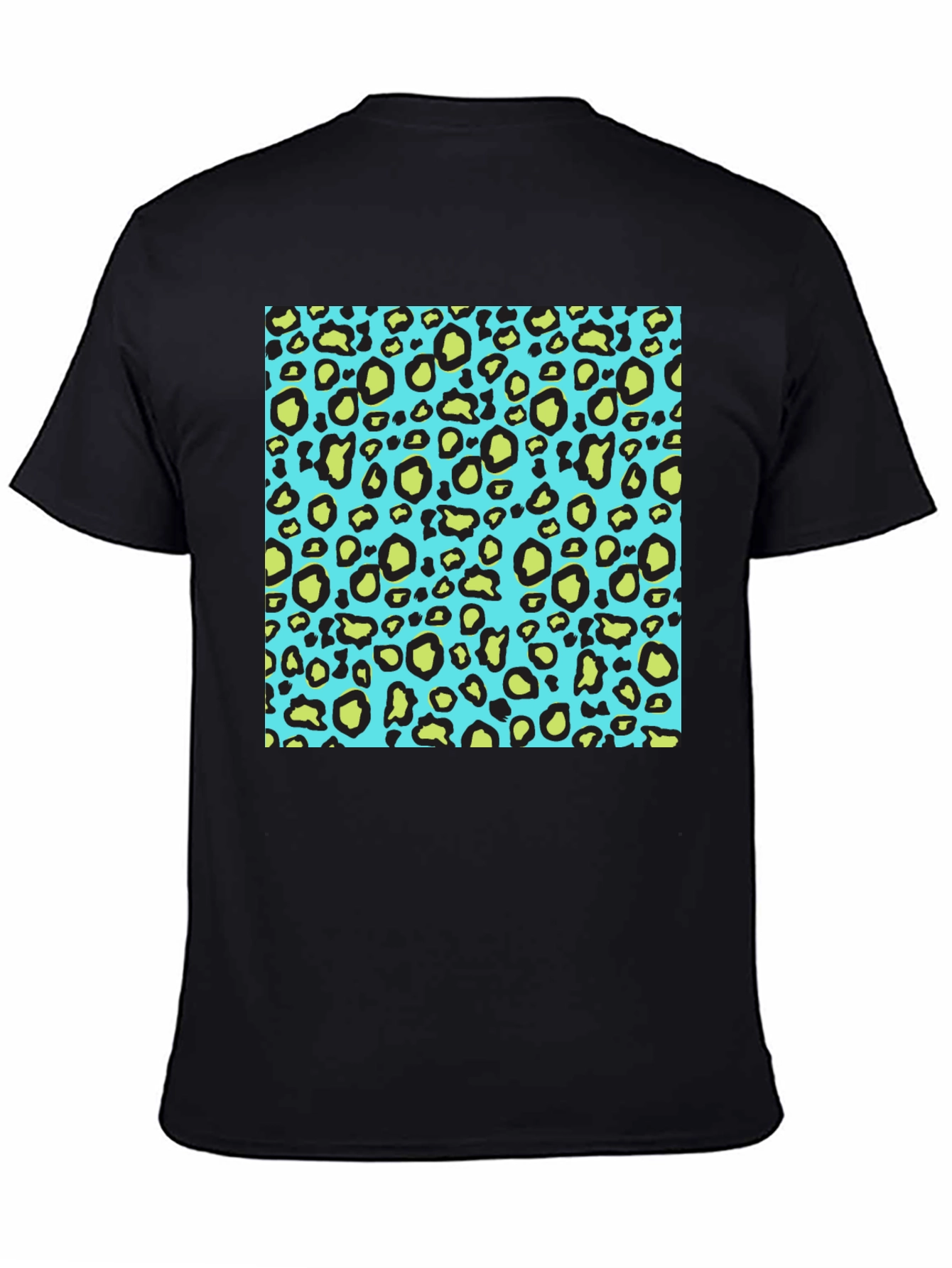 Leopard Print Crew Neck T-Shirt - Black