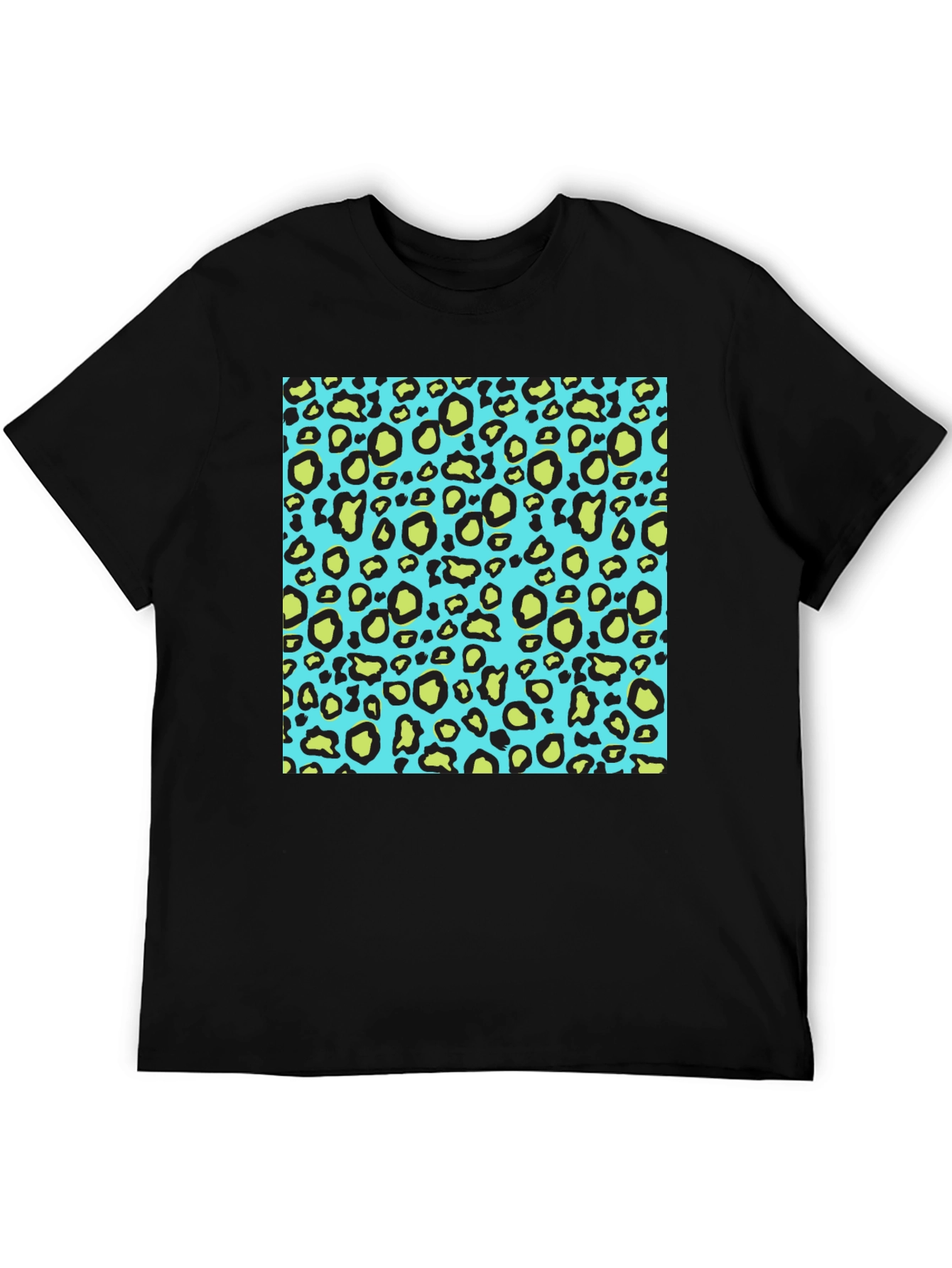Leopard Print Crew Neck T-Shirt - Black