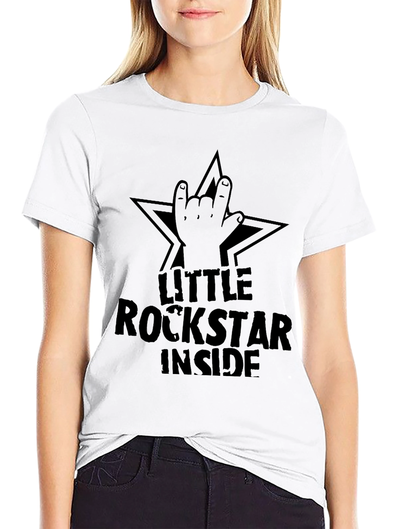 Little Rockstar Inside Black Graphic T-Shirt