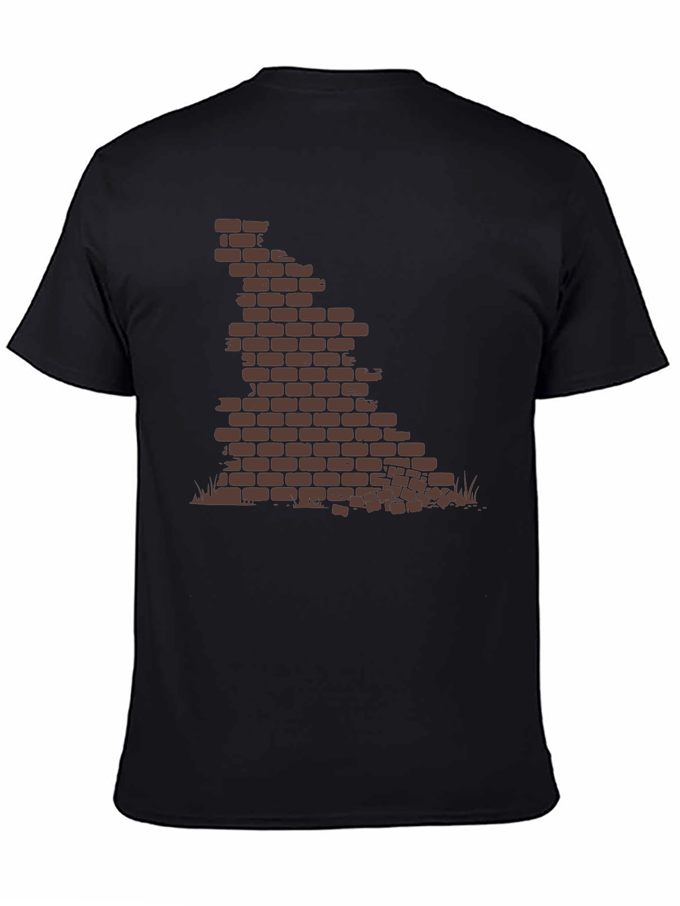 Brick Wall Graphic Tee - Black Casual T-Shirt