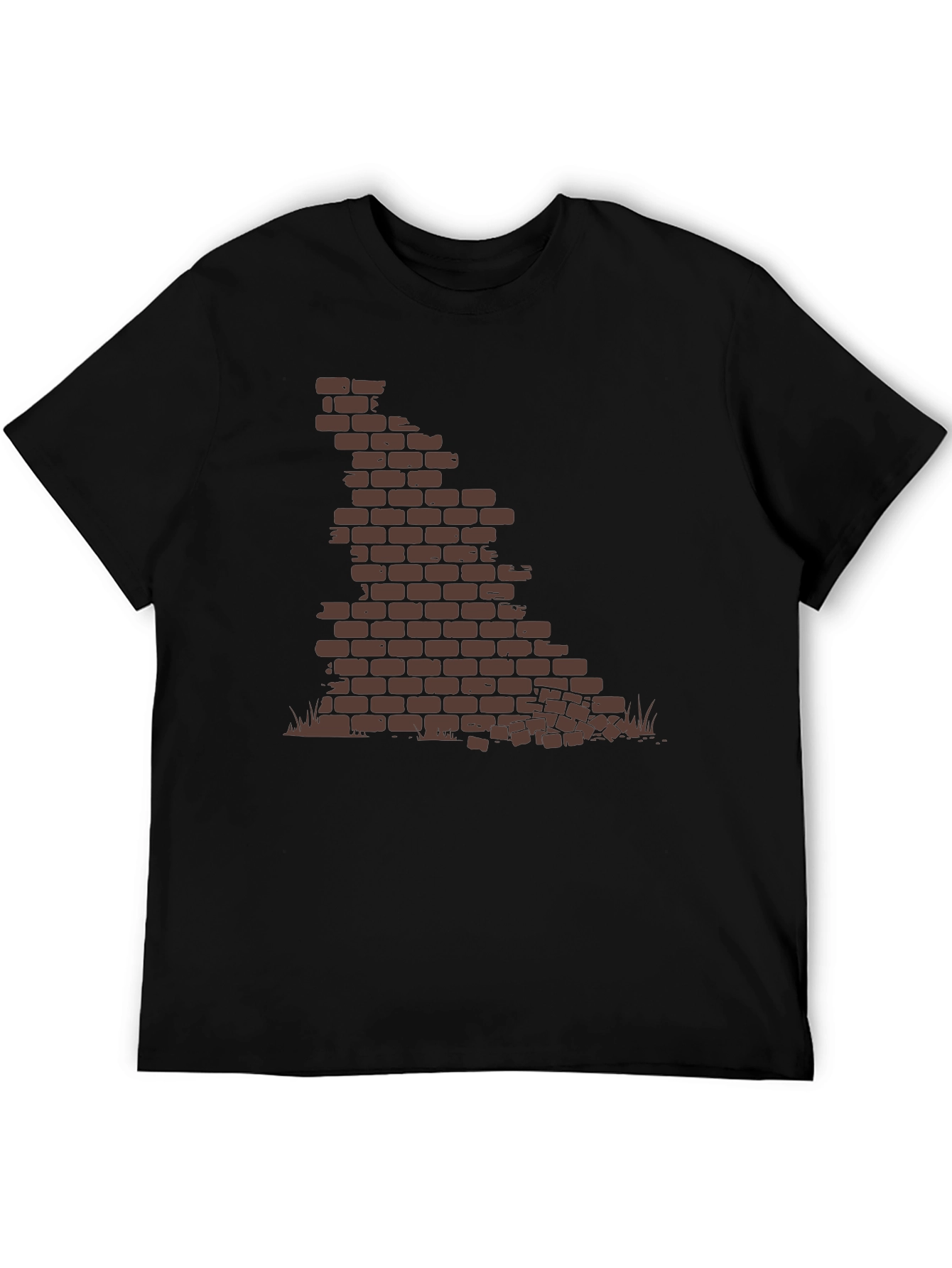 Brick Wall Graphic Tee - Black Casual T-Shirt