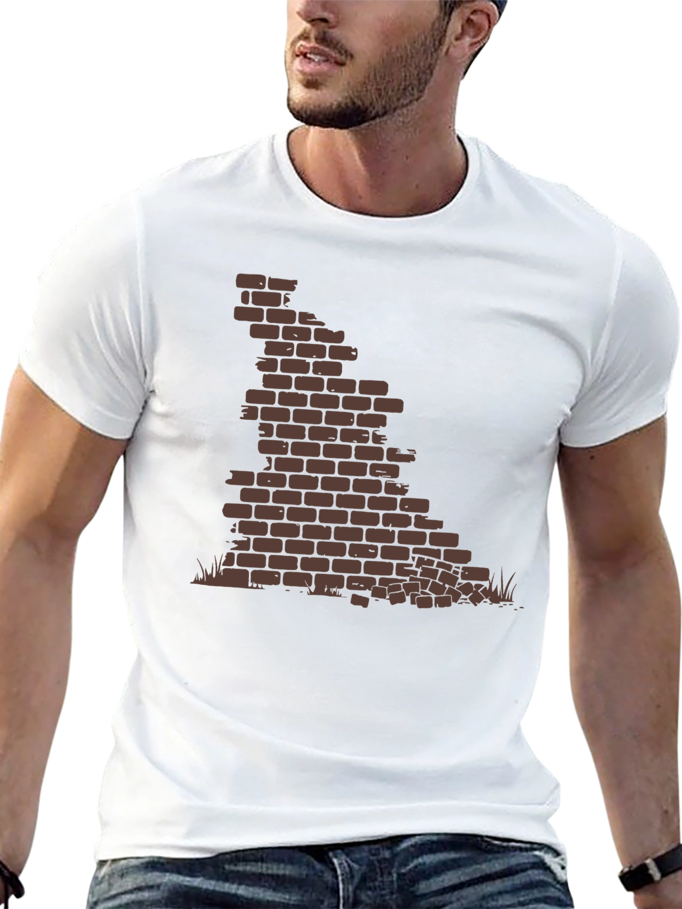 Brick Wall Graphic Tee - Black Casual T-Shirt