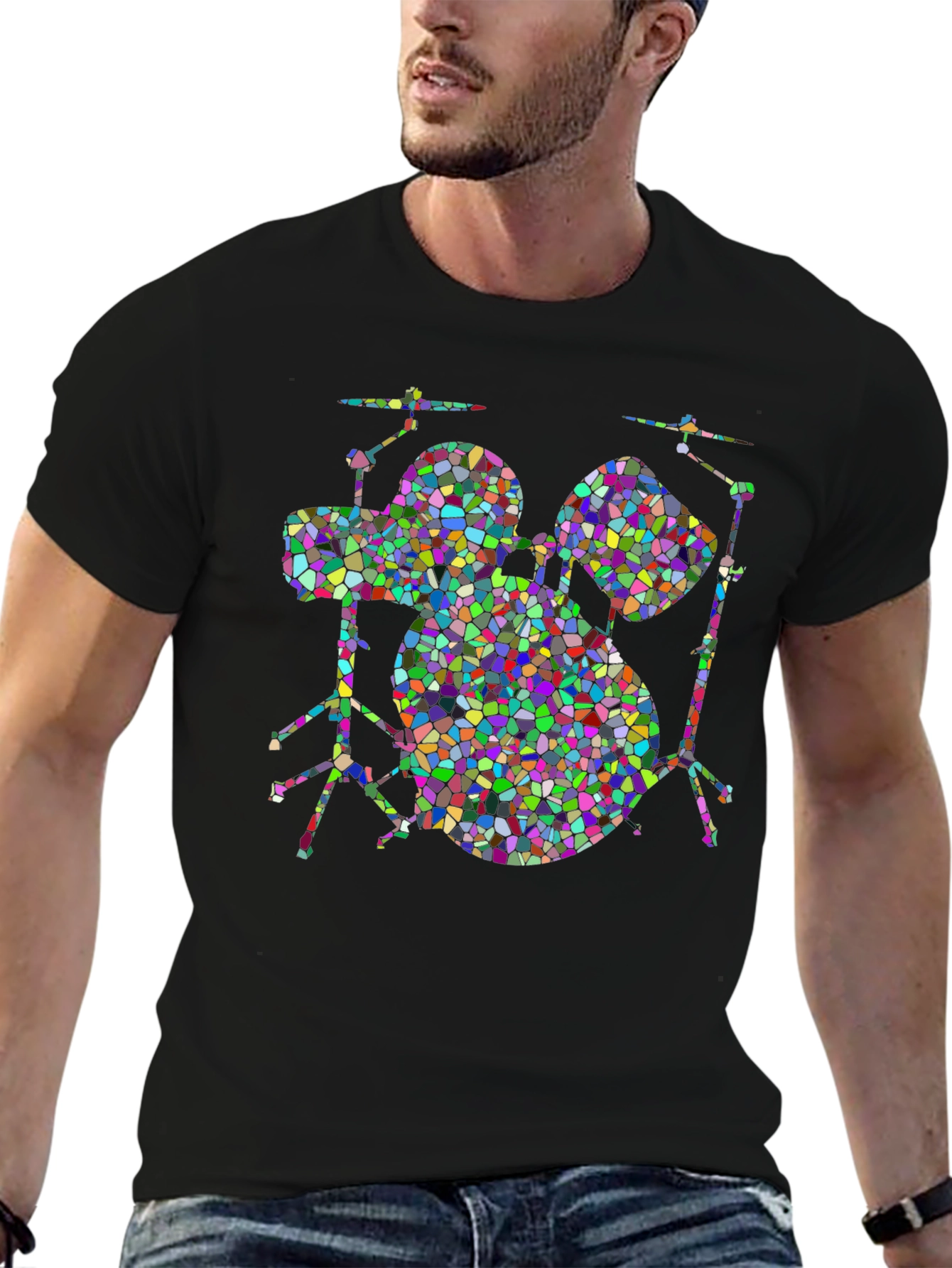 Mosaic Drum Set T-Shirt - Bold & Unique Design