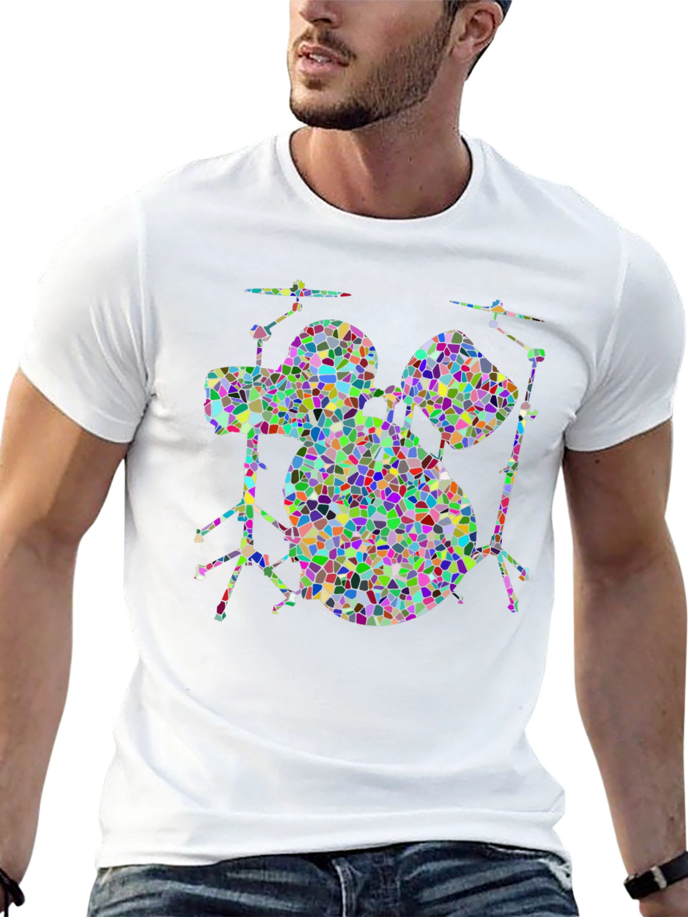 Mosaic Drum Set T-Shirt - Bold & Unique Design