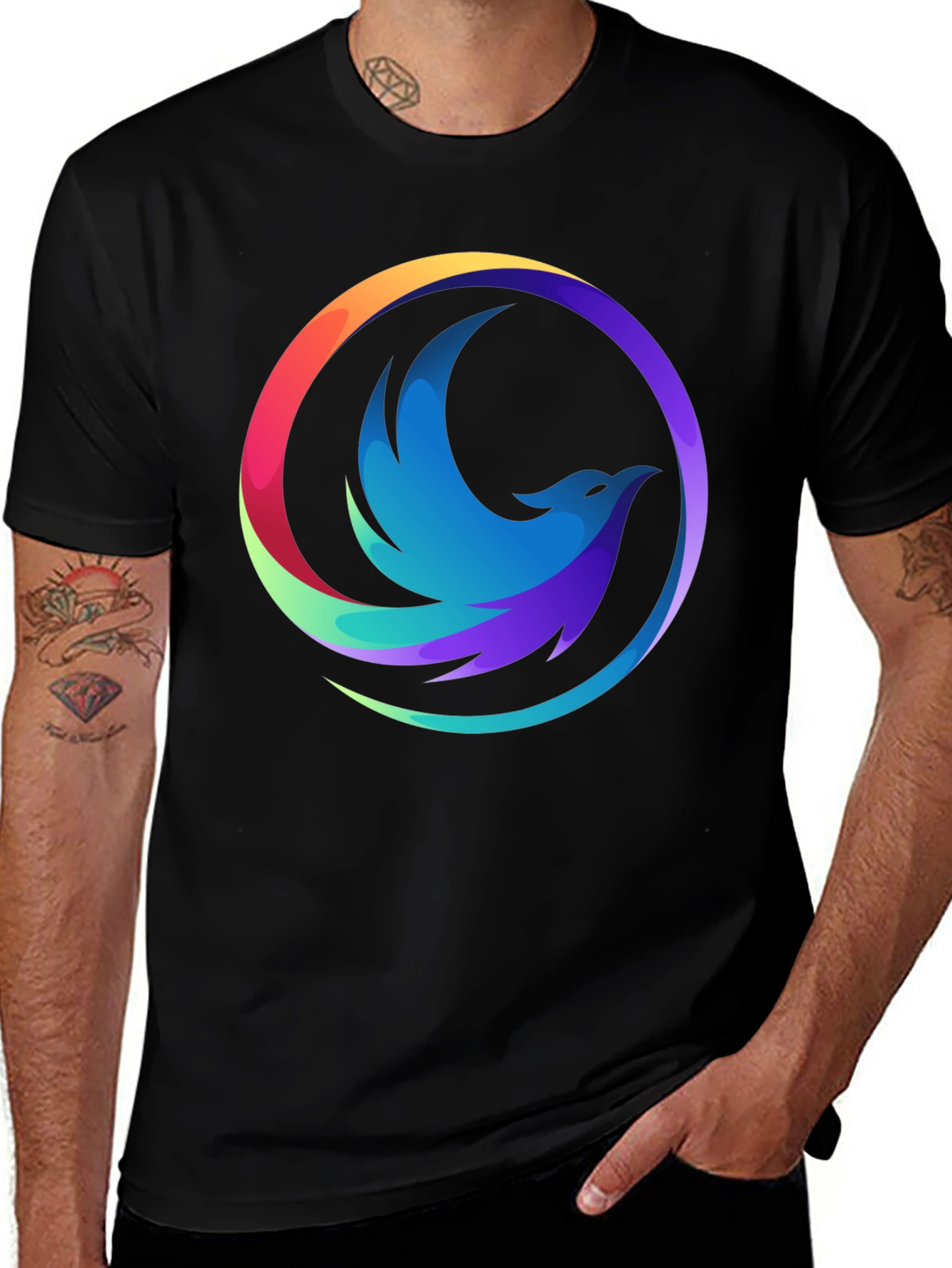 Phoenix Graphic Black T-Shirt - Cool Design