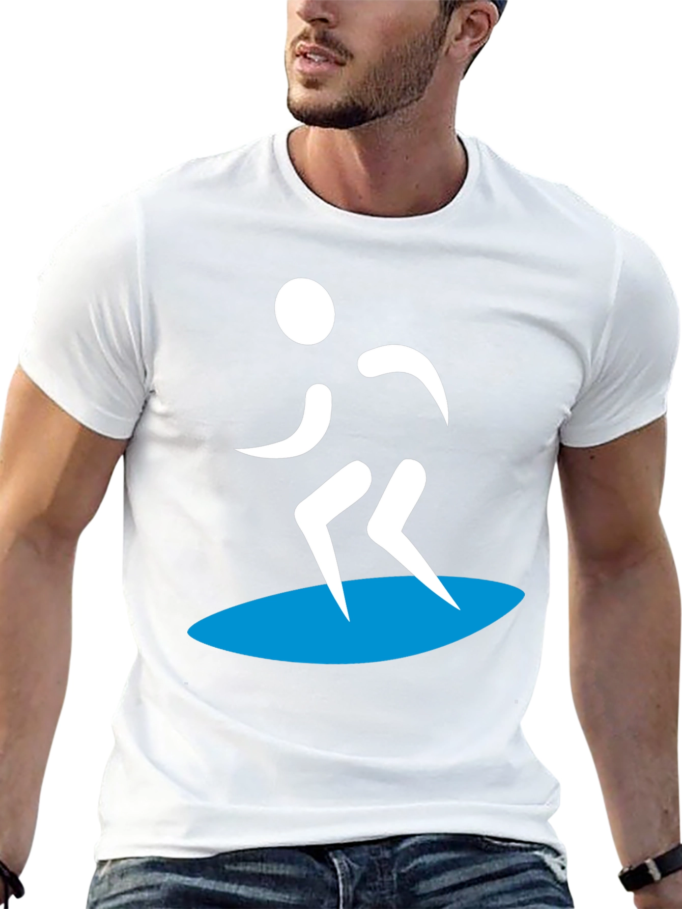 Surfer Silhouette Graphic Tee - Black