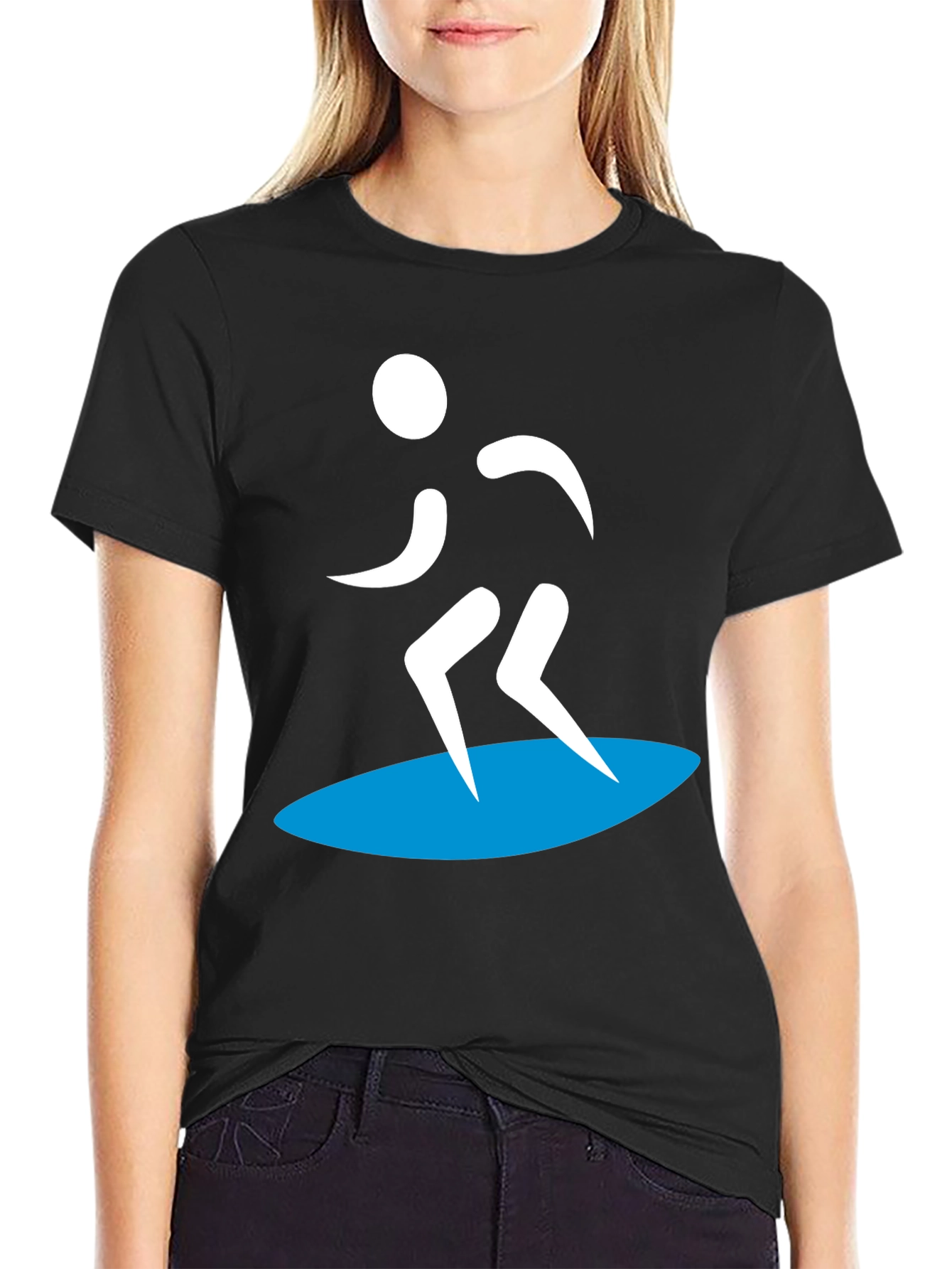 Surfer Silhouette Graphic Tee - Black