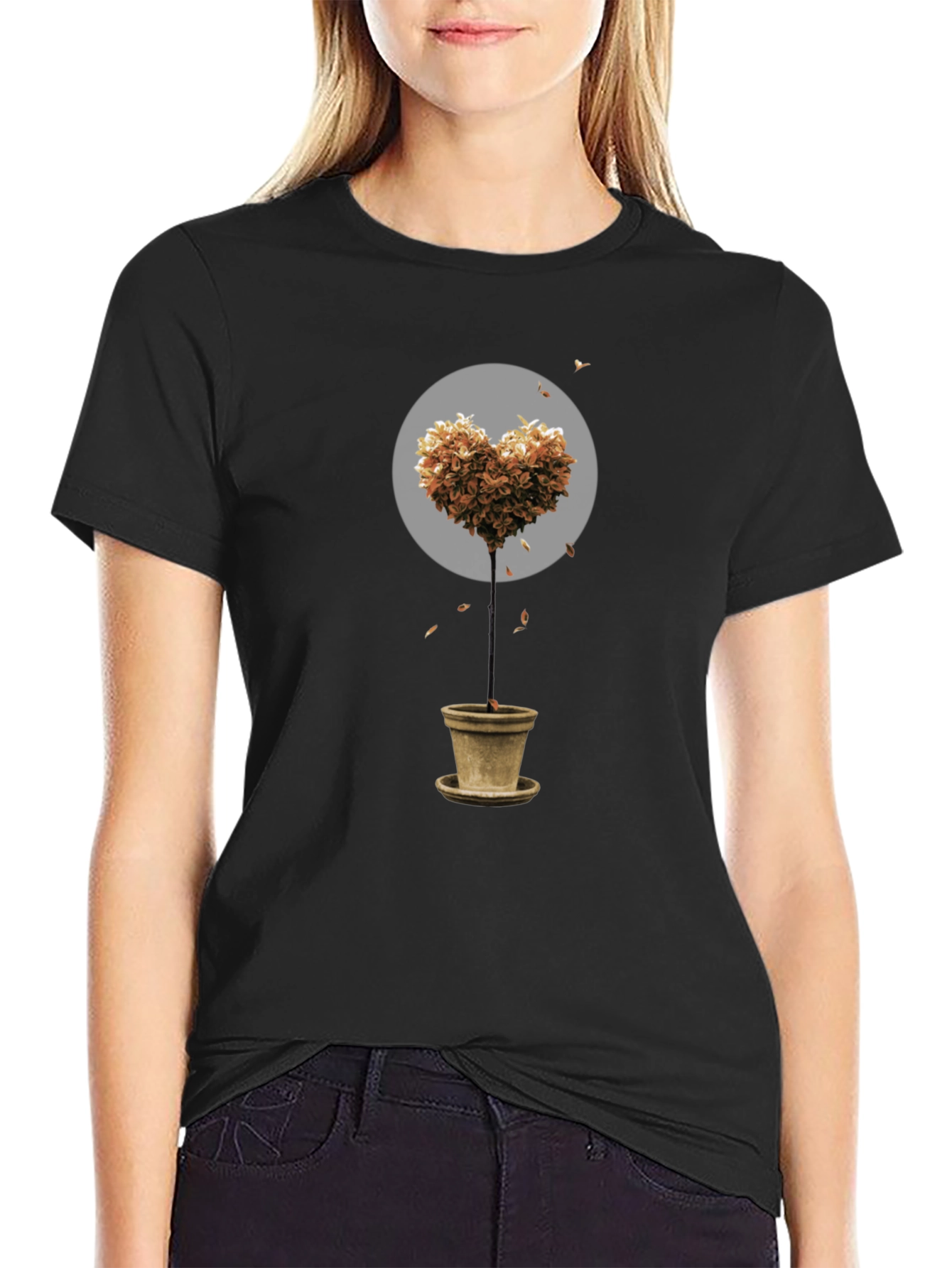 Heart Tree Graphic Tee - Trendy Stylish Top