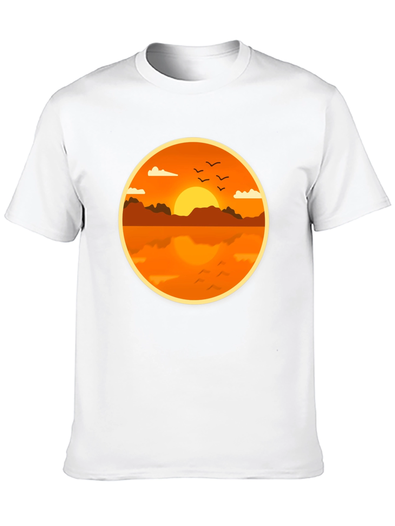 Sunset Lake Graphic Tee - Black Cotton Comfort