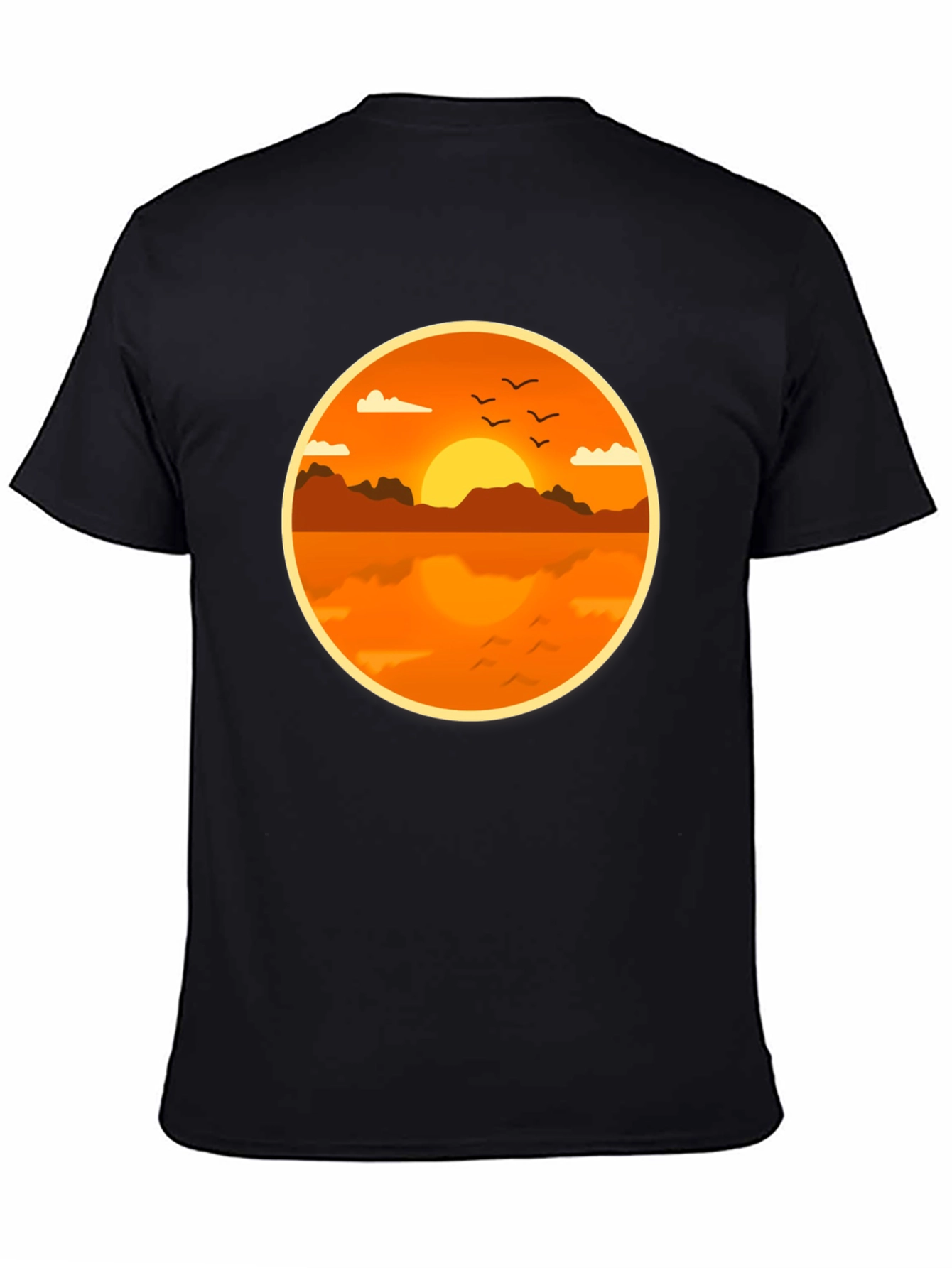 Sunset Lake Graphic Tee - Black Cotton Comfort