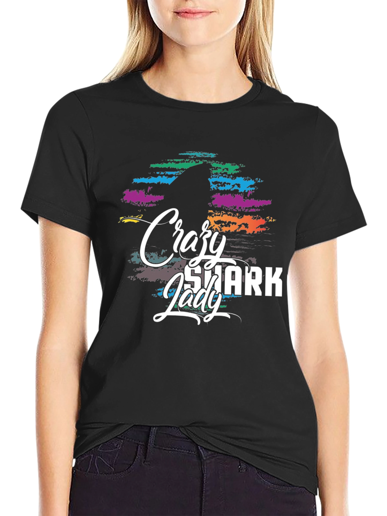 Crazy Shark Lady Graphic Tee - Unisex