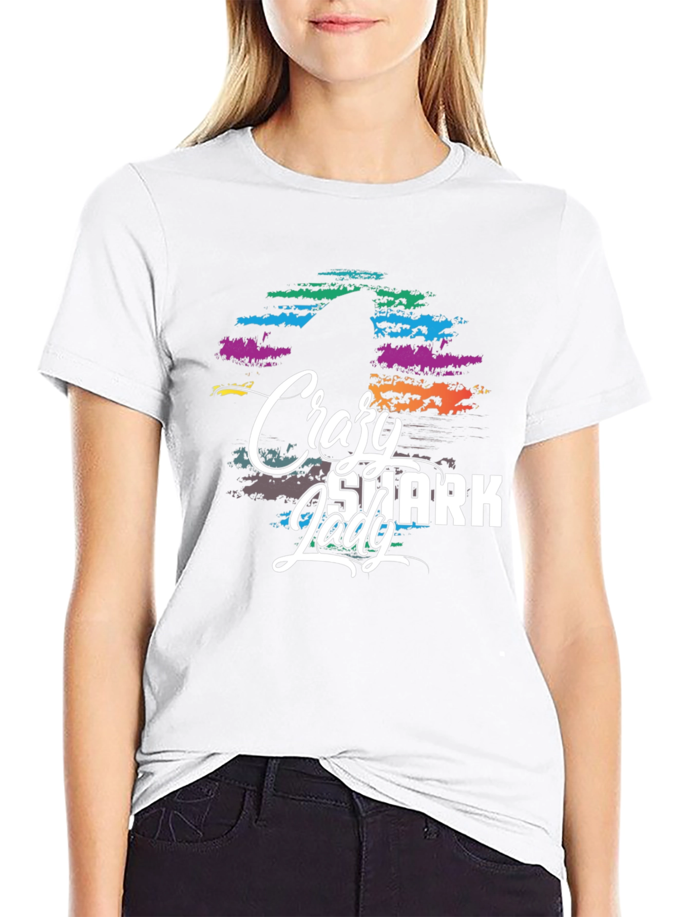 Crazy Shark Lady Graphic Tee - Unisex