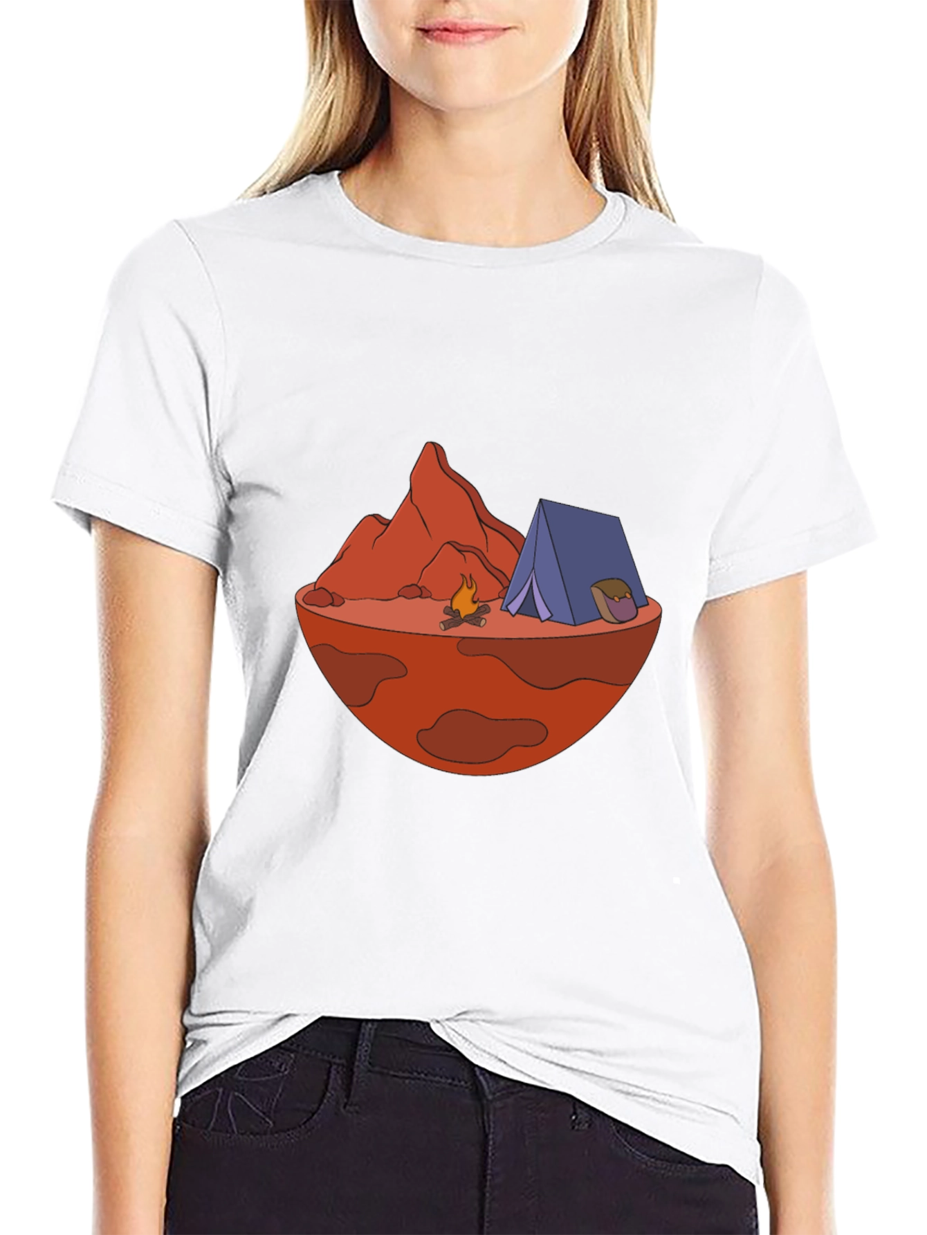 Camping on Mars Graphic Tee - Black Cotton Blend
