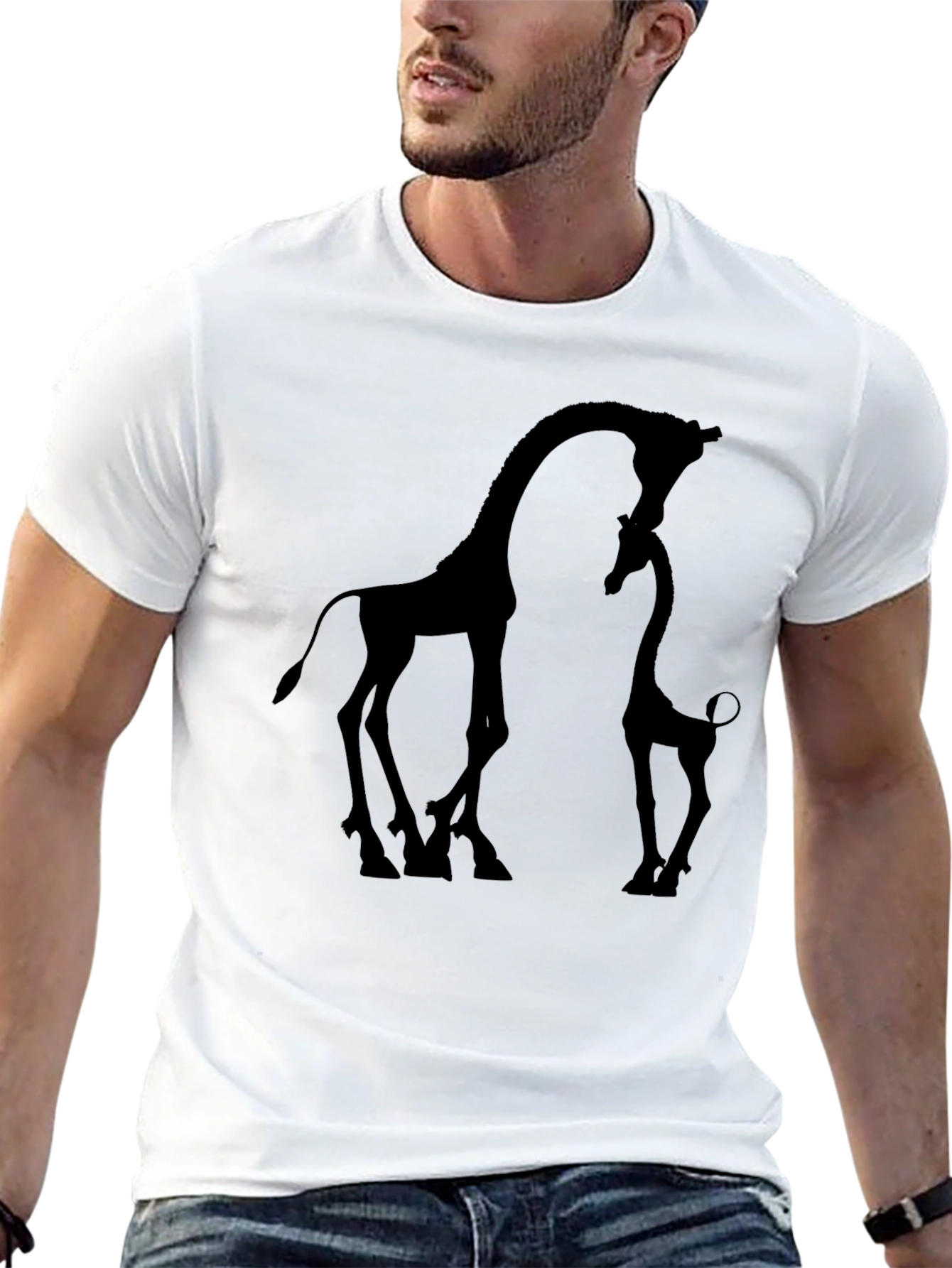 Giraffe Silhouette Graphic Tee - Black
