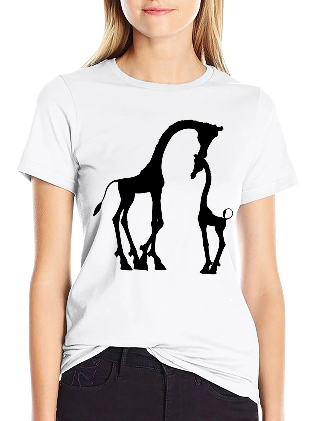 Giraffe Silhouette Graphic Tee - Black
