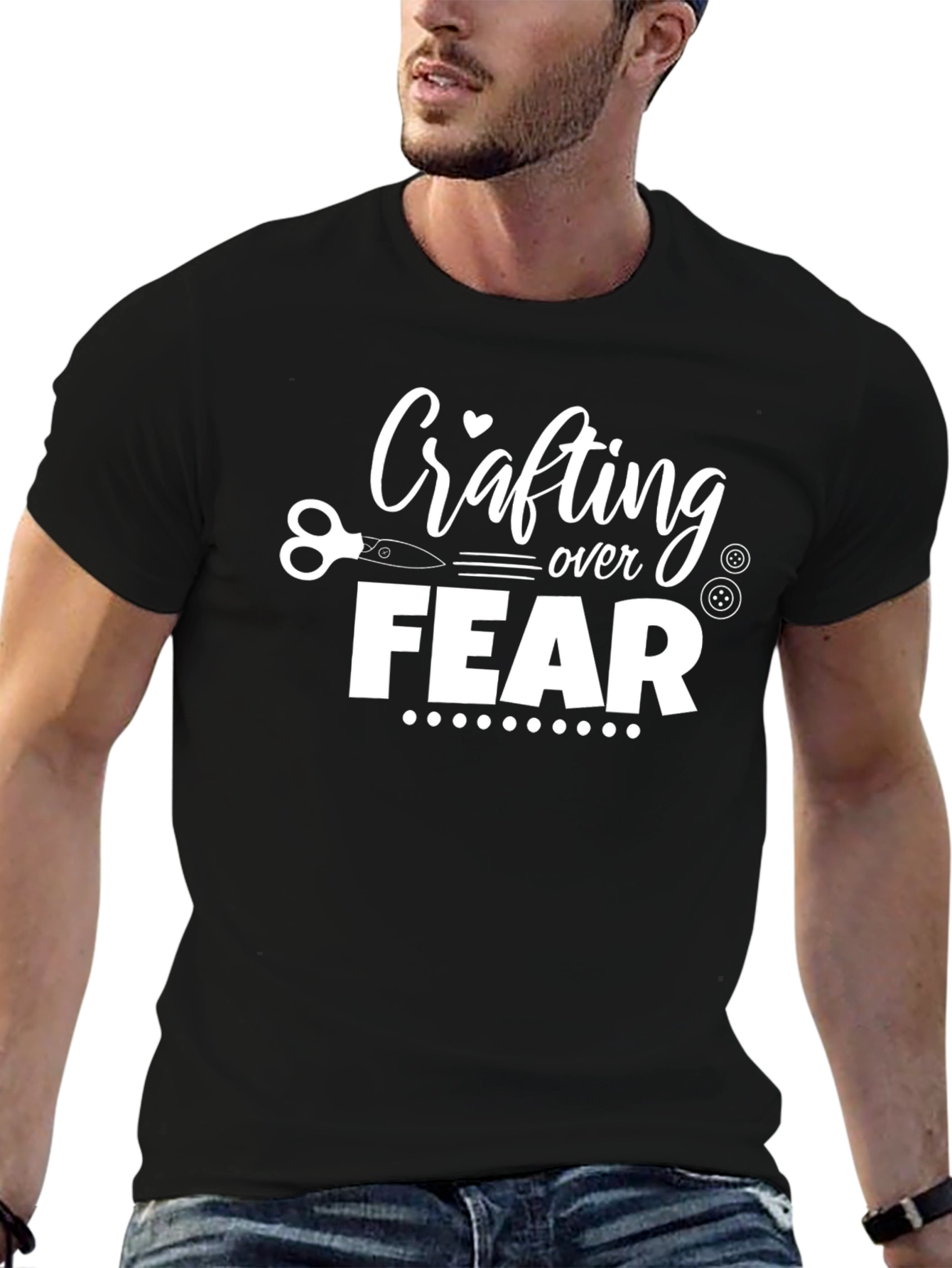 Crafting Over Fear Graphic Tee - Black Cotton Shirt
