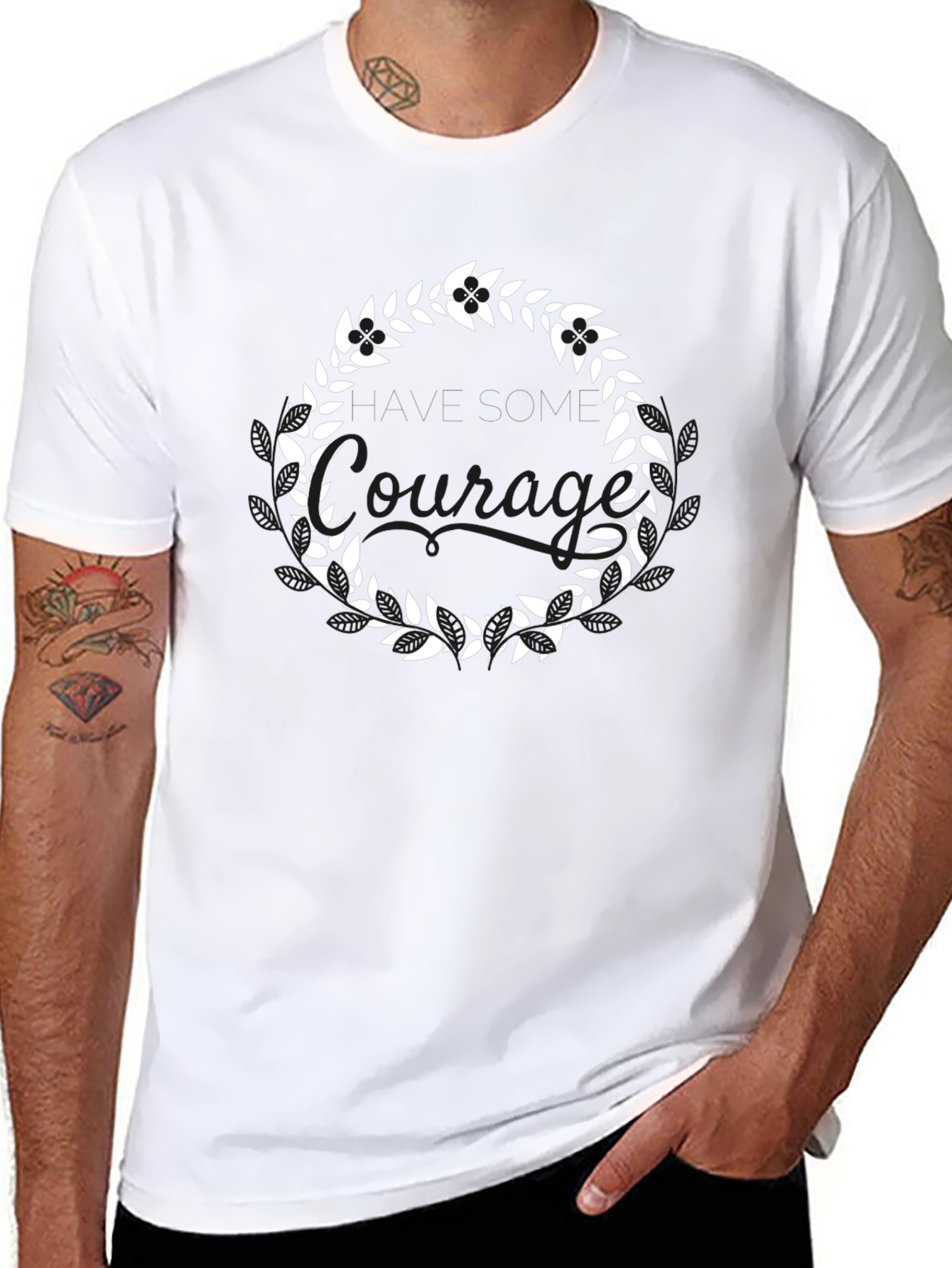 Leaf Wreath Graphic Tee - Stylish Black T-Shirt