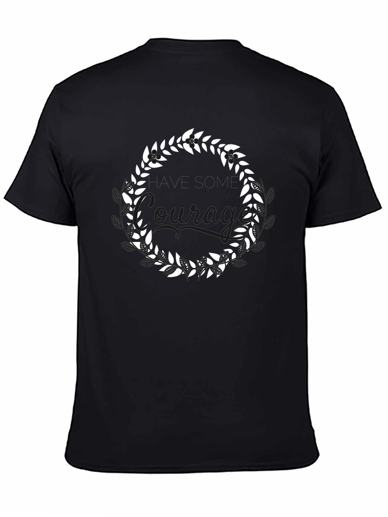 Leaf Wreath Graphic Tee - Stylish Black T-Shirt