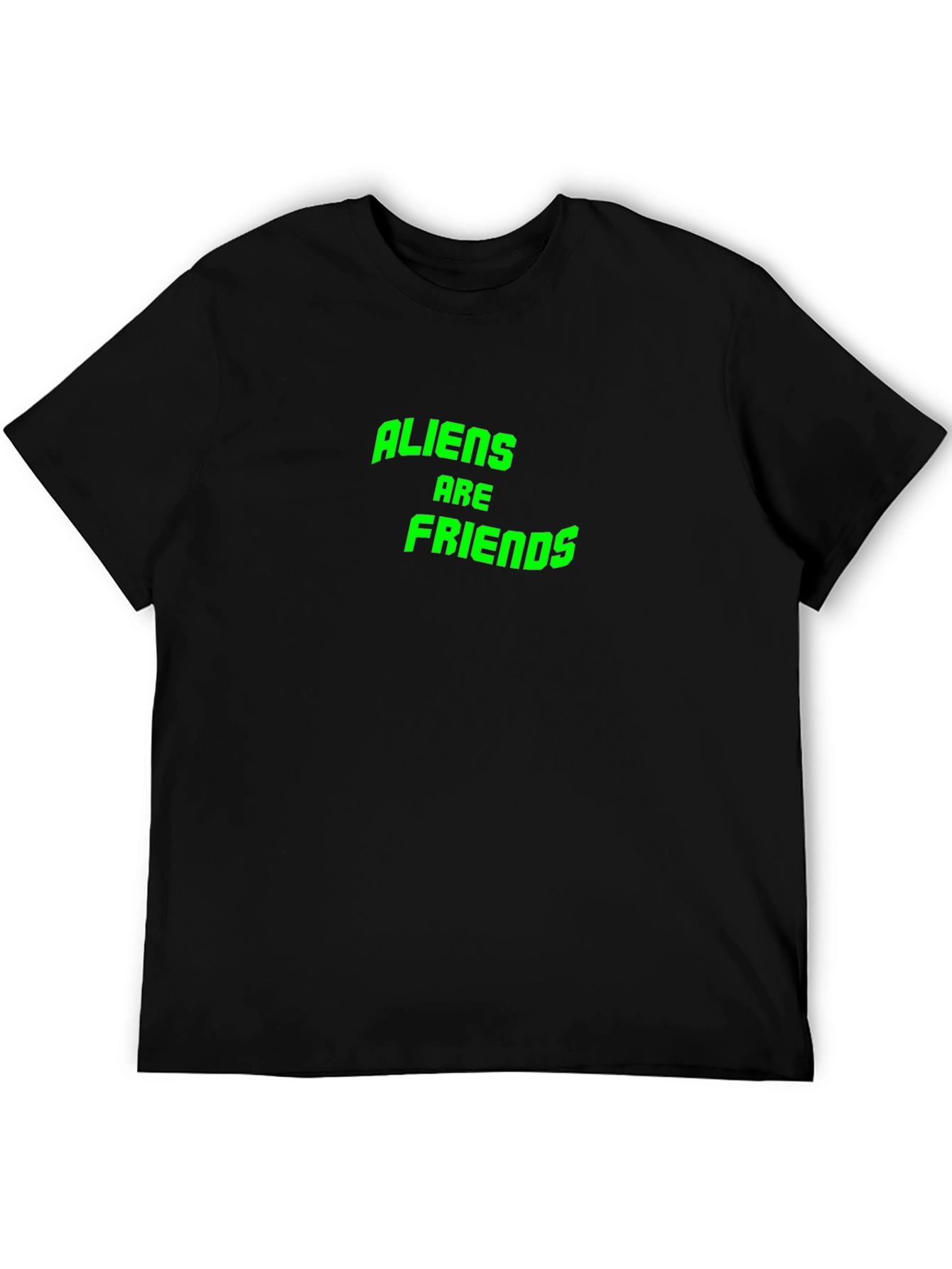 Aliens Are Friends Graphic T-Shirt - Black Cotton Tee