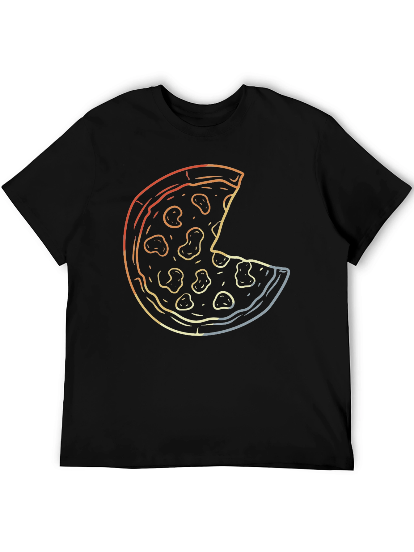 Pizza Graphic Print T-Shirt - Casual Crew Neck