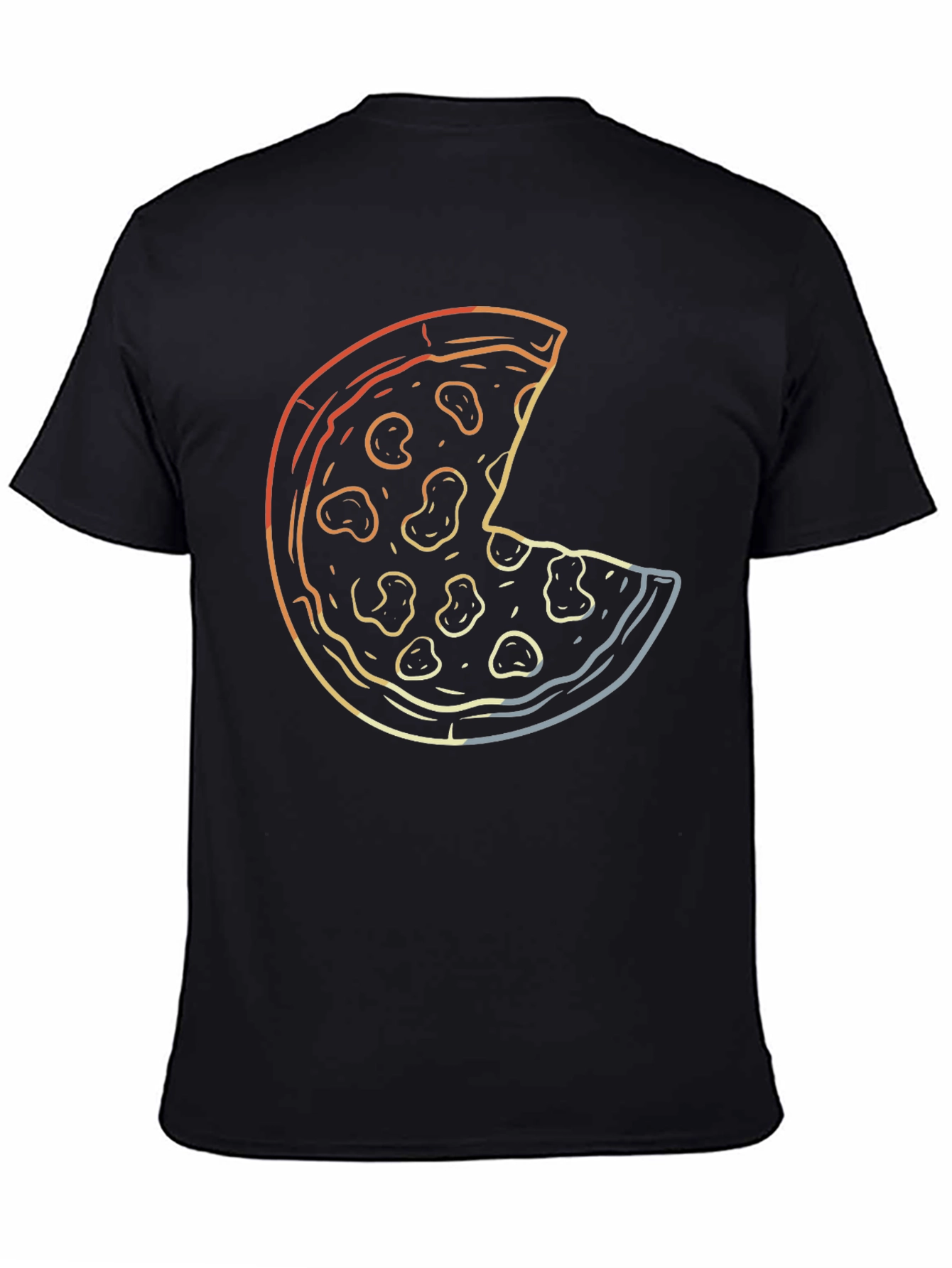 Pizza Graphic Print T-Shirt - Casual Crew Neck
